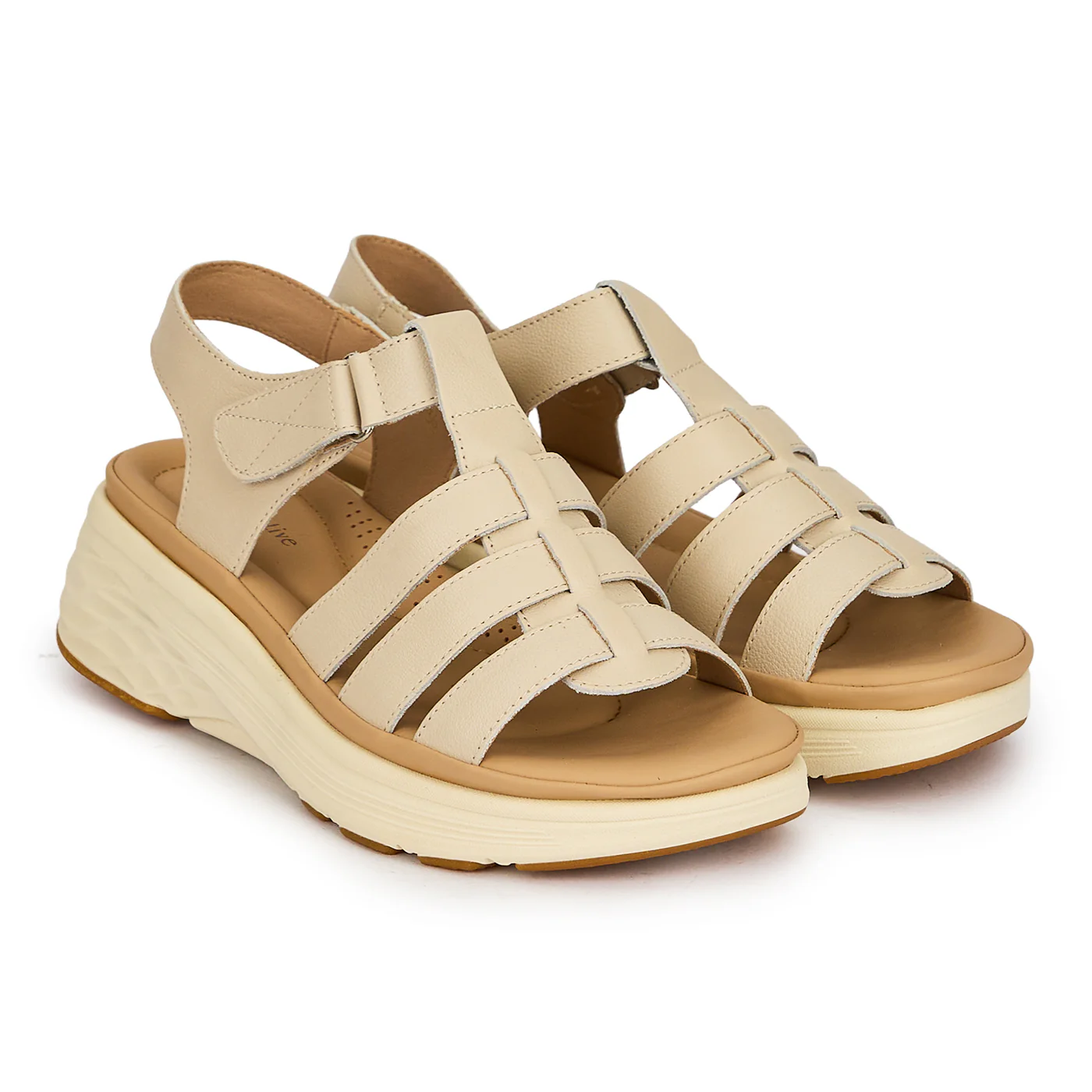 Sandale dama din piele naturala crem cu platforma 5 cm 19763 - Image 4