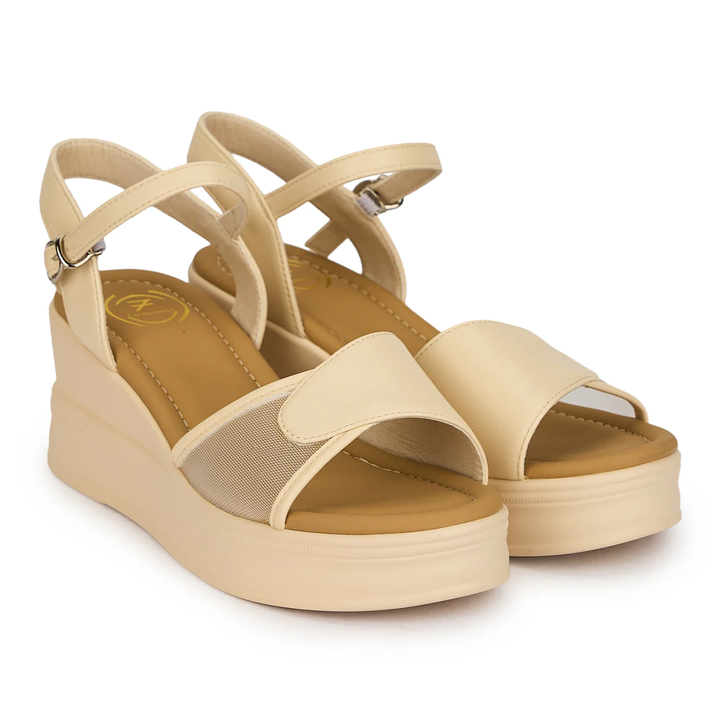 Sandale dama din piele naturala crem cu platforma 6 cm 19764 - Image 4