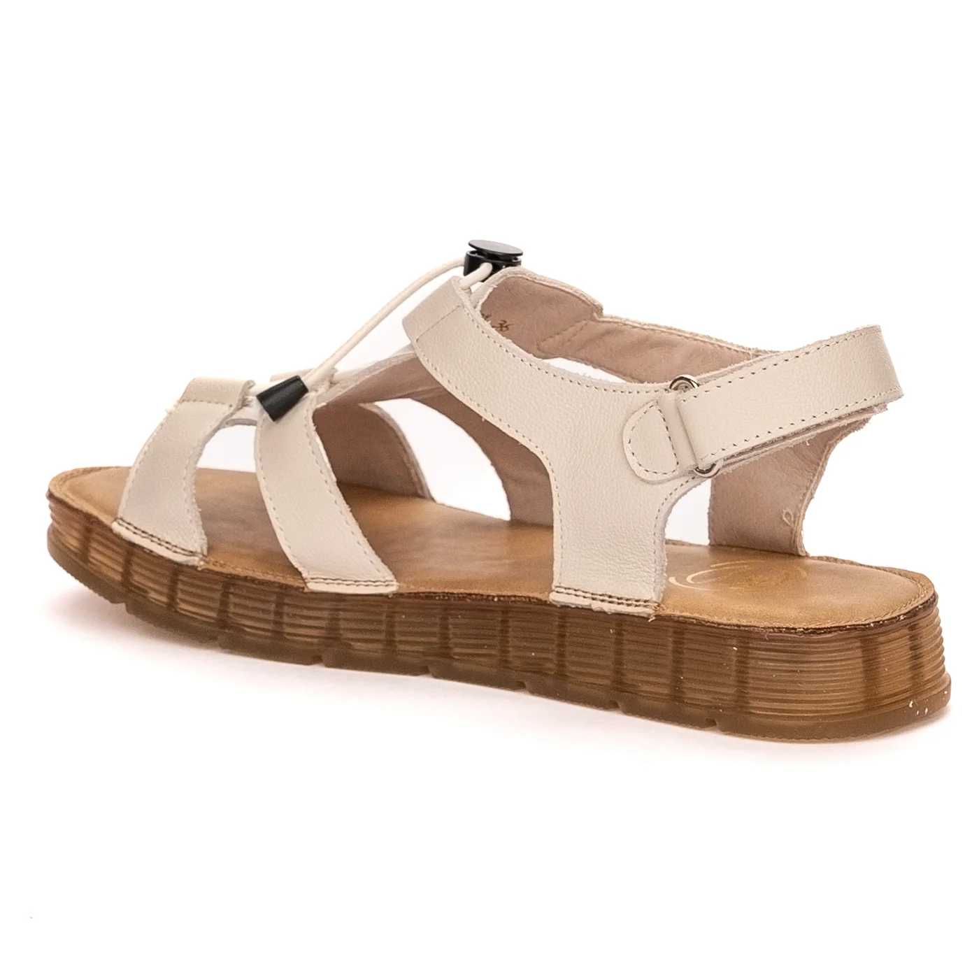 Sandale dama din piele naturala crem cu talpa joasa 13346 - Image 2