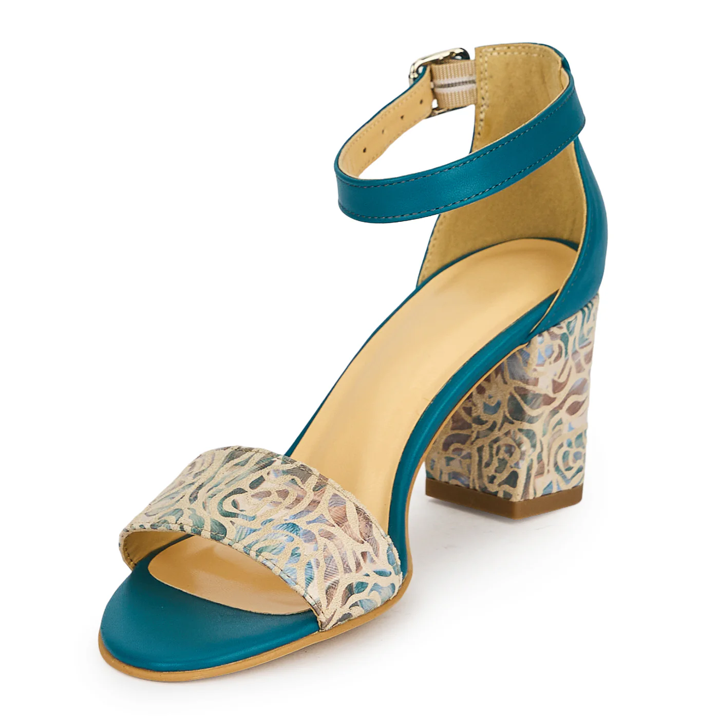 Sandale dama din piele naturala cu toc gros 7 cm 19397 - Image 3