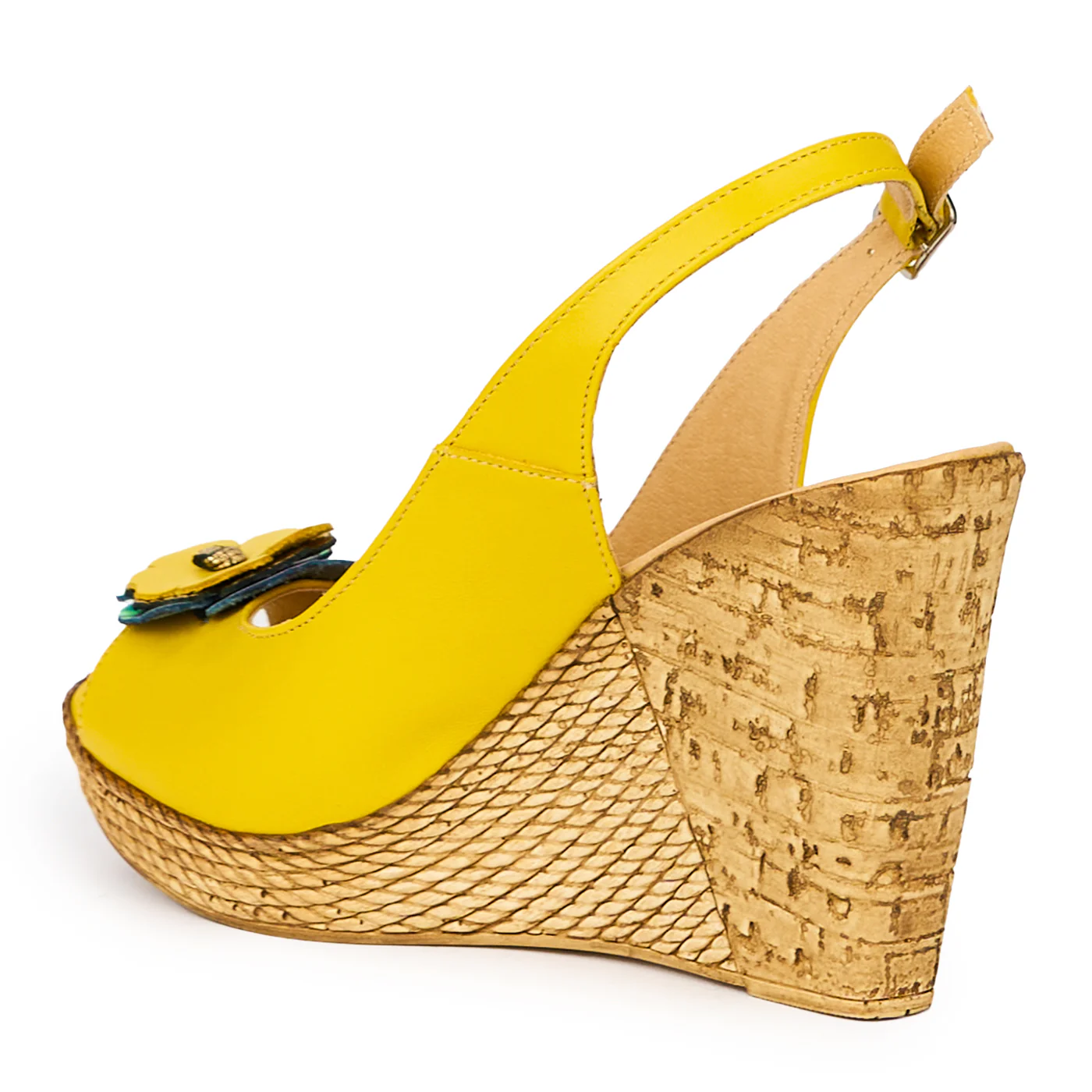 Sandale dama din piele naturala galbena cu platforma 10.5 cm 15431 - Image 2