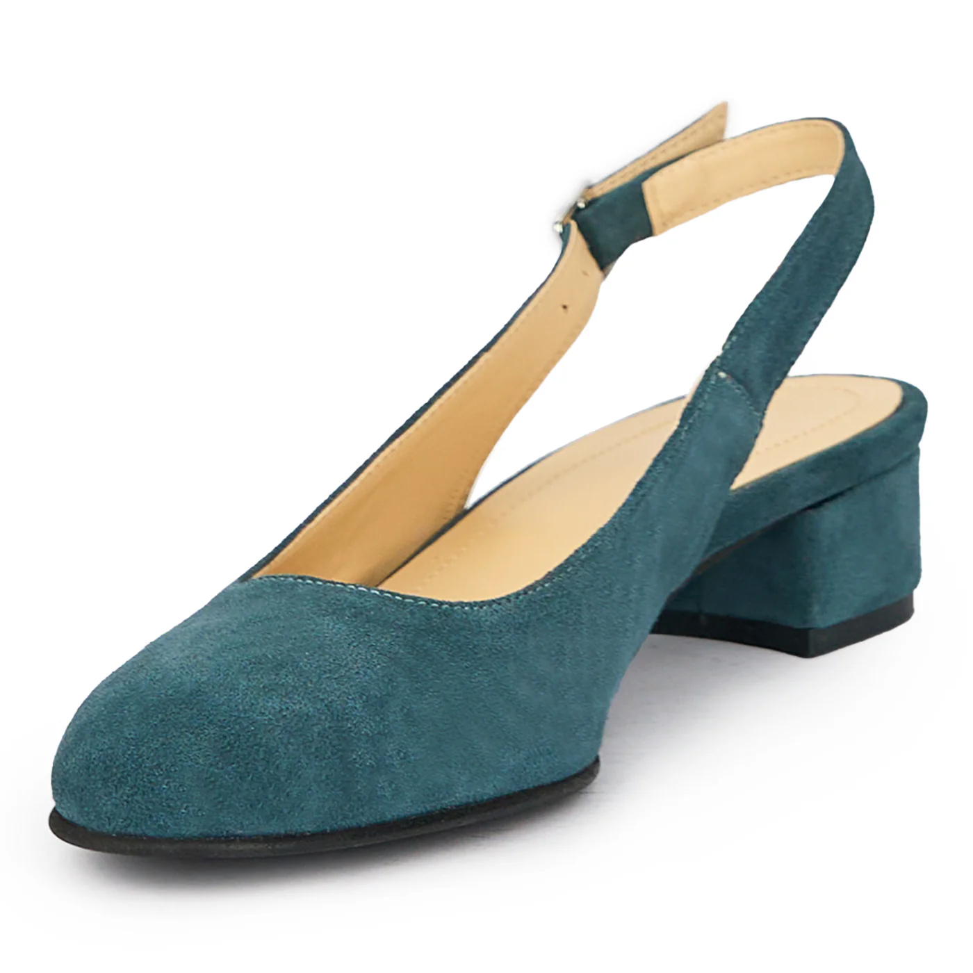 Sandale dama din piele naturala gri-albastru cu toc mic 4 cm 15488 - Image 3