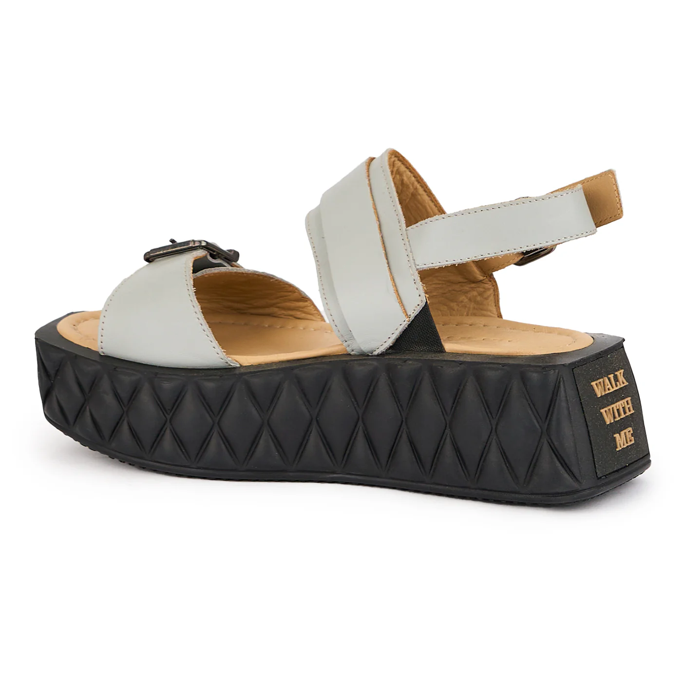 Sandale dama din piele naturala gri cu talpa inalta 5.5 cm 16278 - Image 2