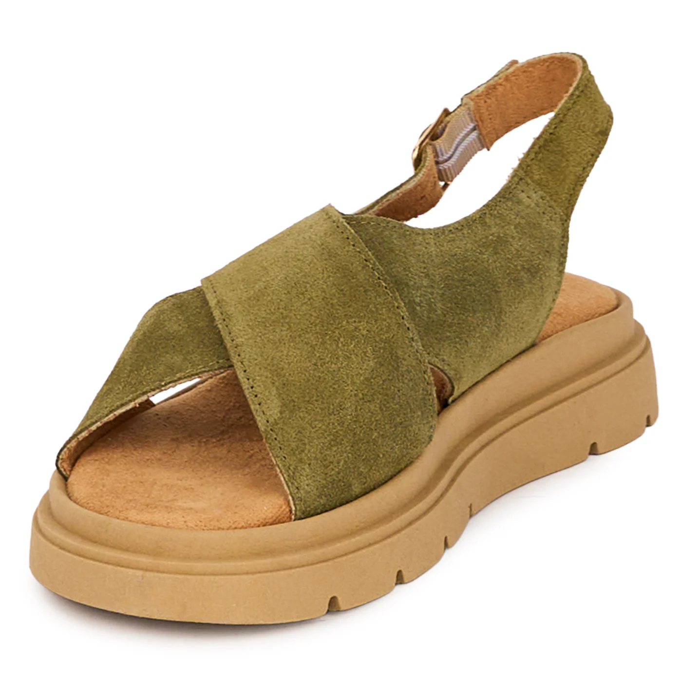 Sandale dama din piele naturala kaki 18457 - Image 3