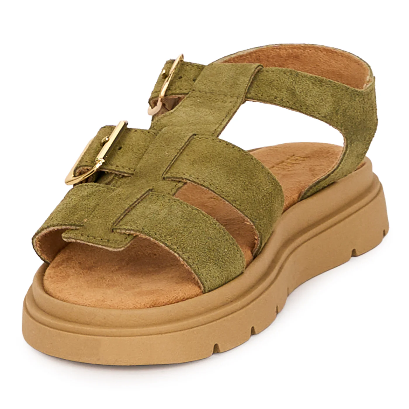 Sandale dama din piele naturala kaki 18568 - Image 3