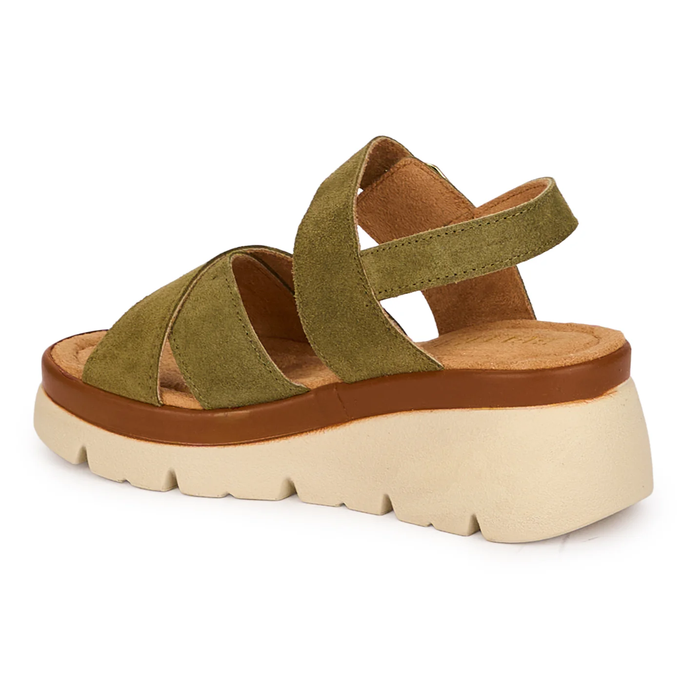 Sandale dama din piele naturala kaki cu platforma 5 cm 18571 - Image 2