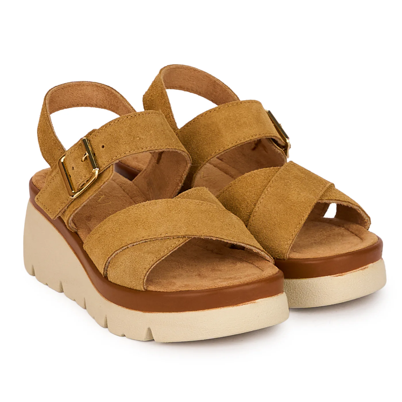 Sandale dama din piele naturala maro cu platforma 5 cm 18573 - Image 4