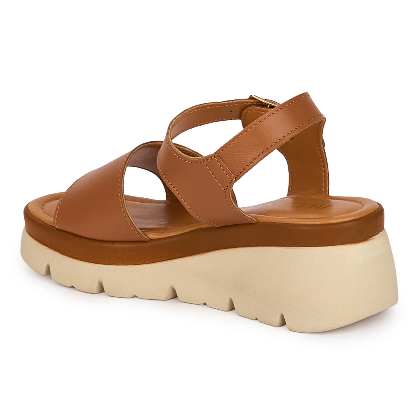 Sandale dama din piele naturala maro cu platforma 5 cm 18577 - Image 2