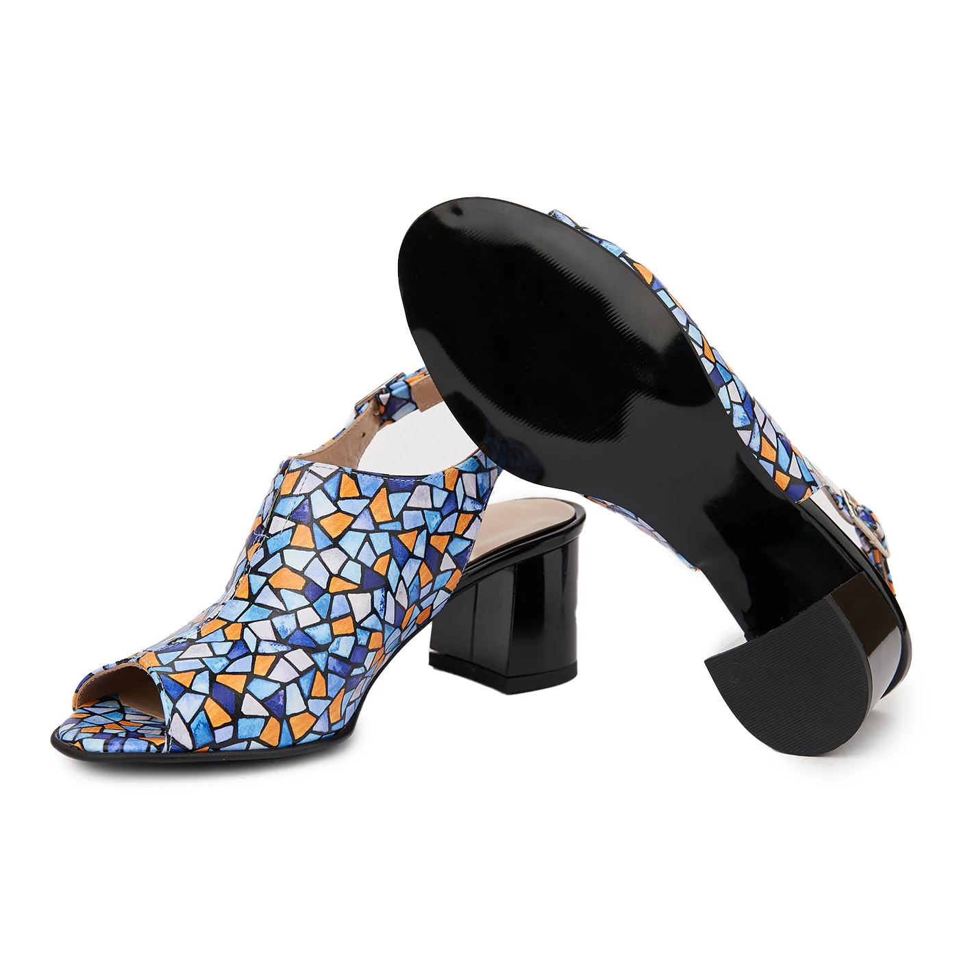 Sandale dama din piele naturala model geometric 5435 - Image 3