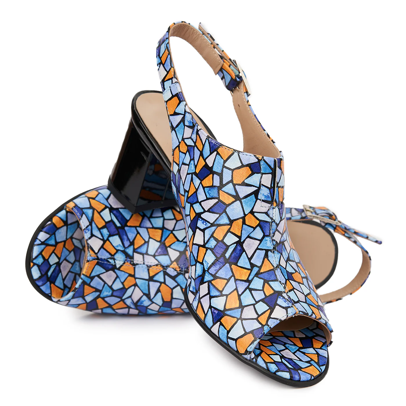 Sandale dama din piele naturala model geometric 5435 - Image 4