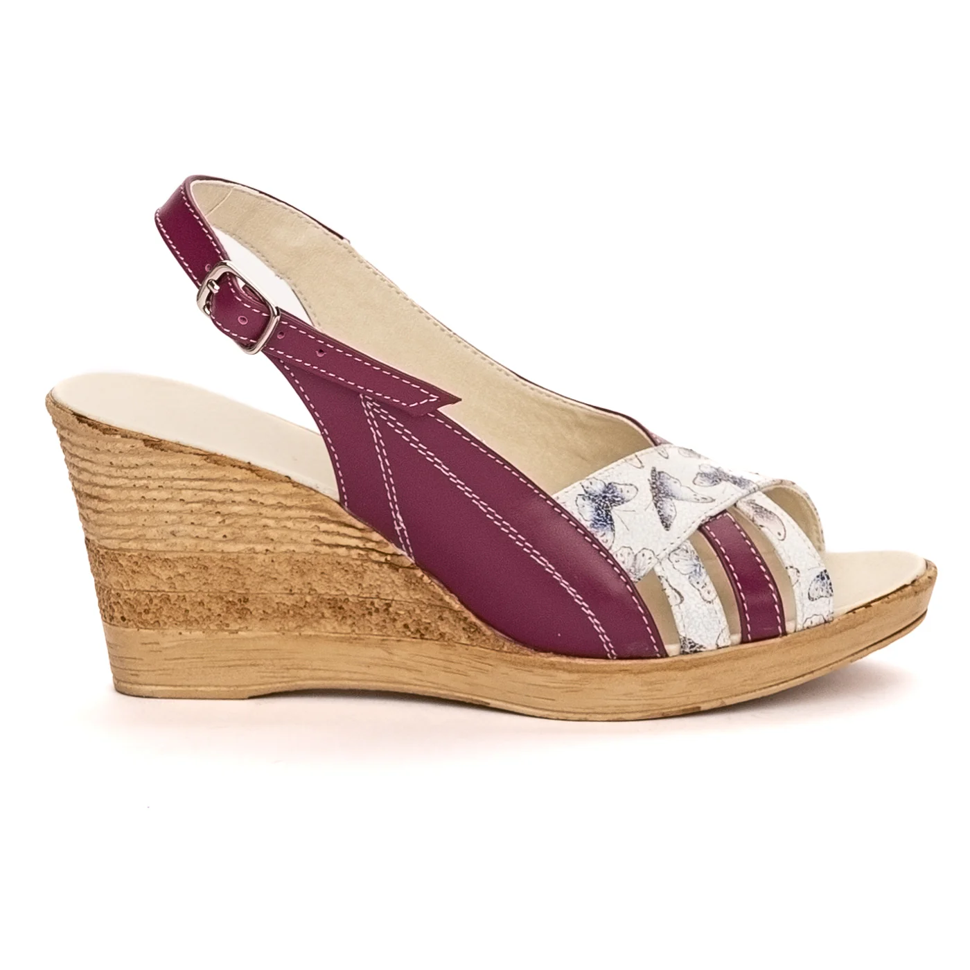 Sandale dama din piele naturala mov cu platforma 13355
