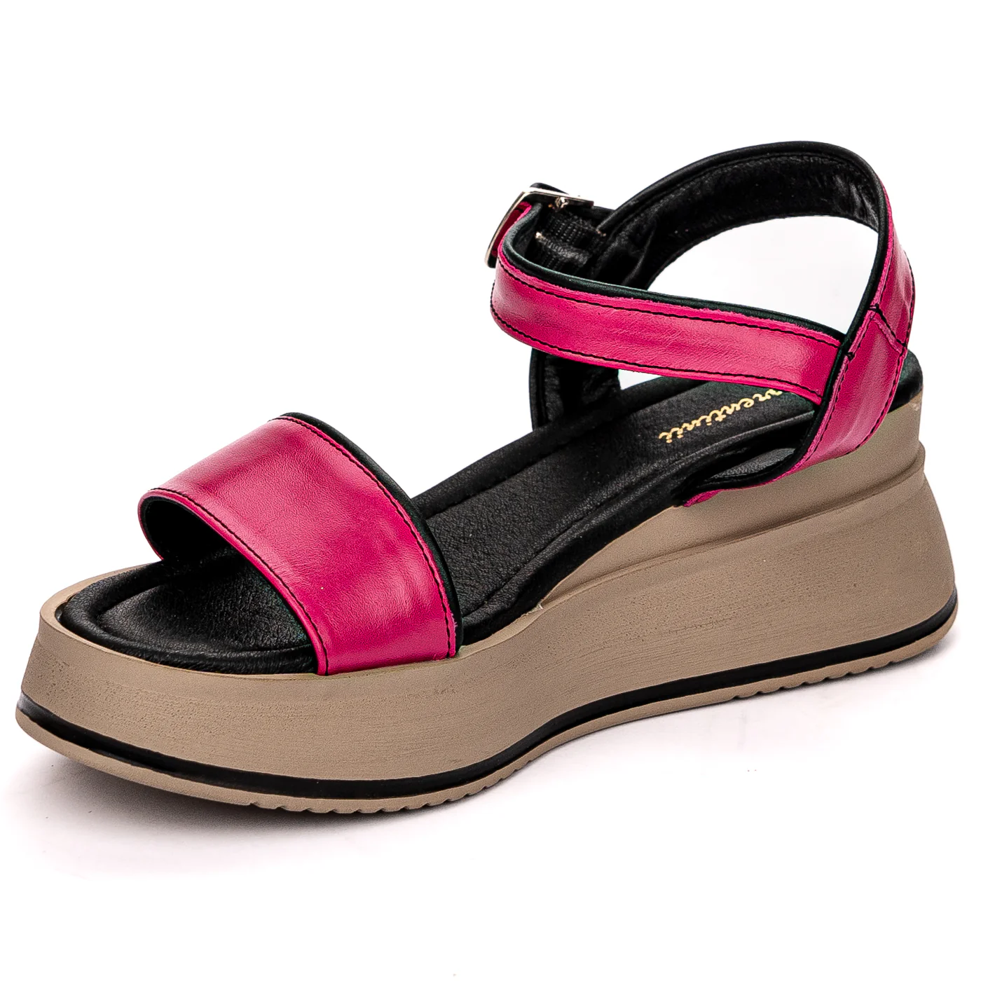 Sandale dama din piele naturala mov cu platforma 13594 - Image 3