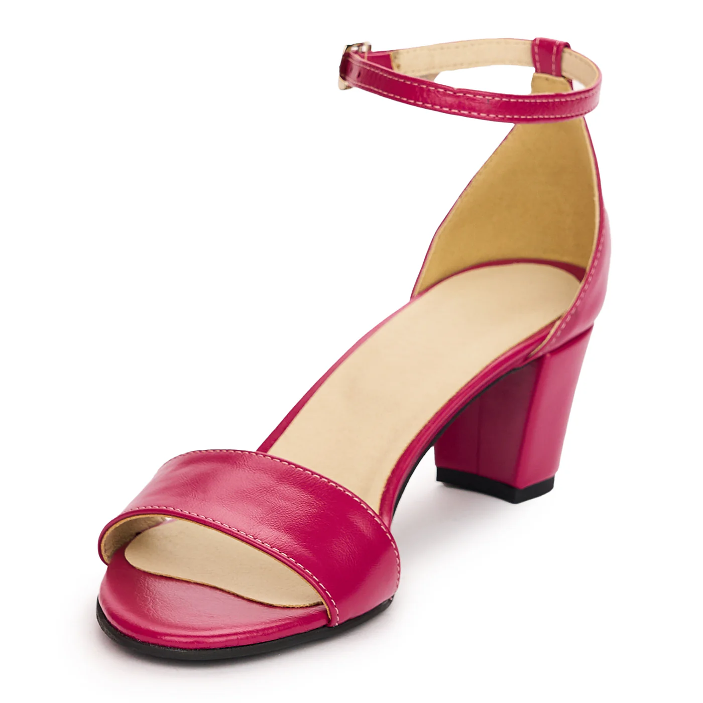 Sandale dama din piele naturala mov cu toc gros 6 cm 13765 - Image 3