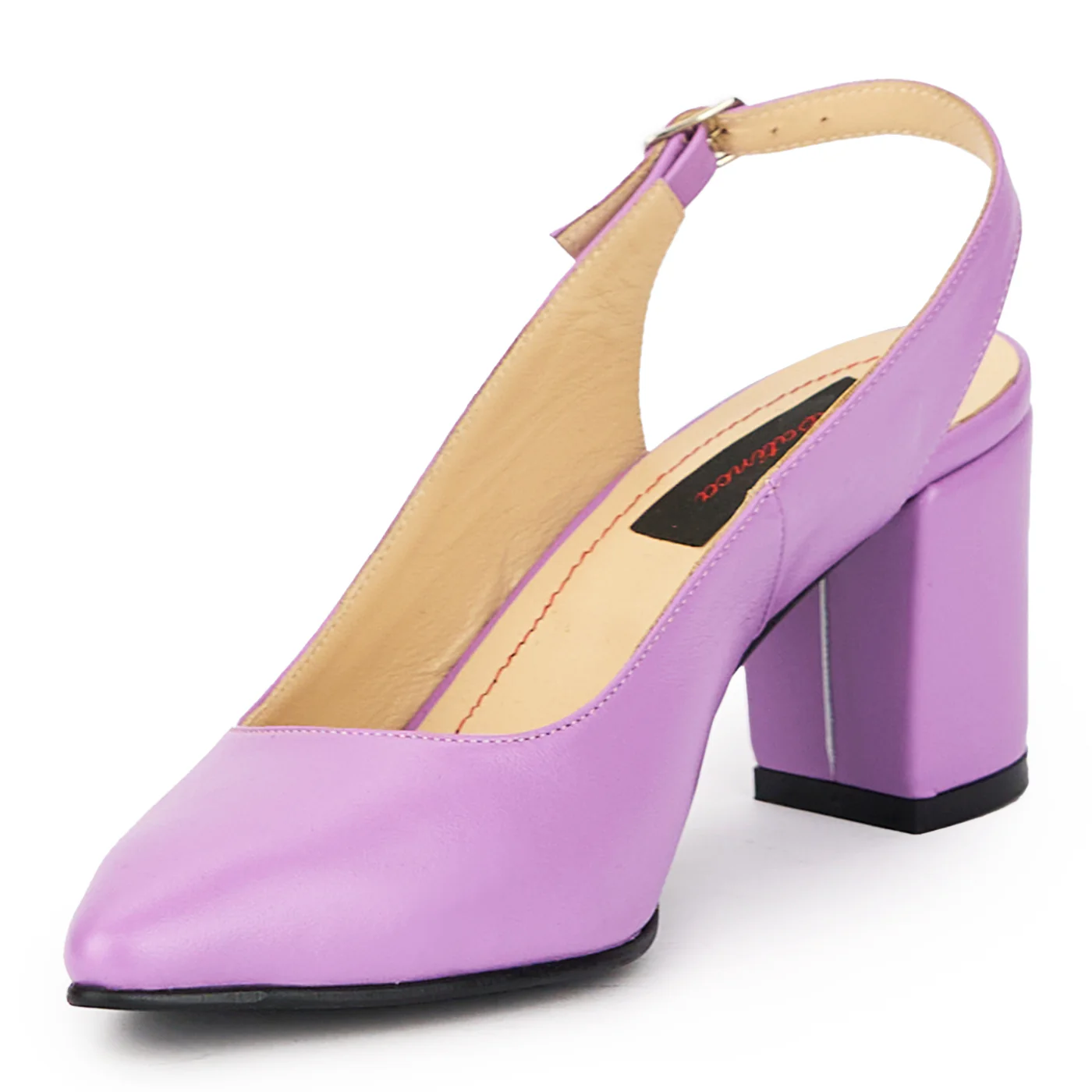 Sandale dama din piele naturala mov cu toc gros 7.5 cm 15625 - Image 3