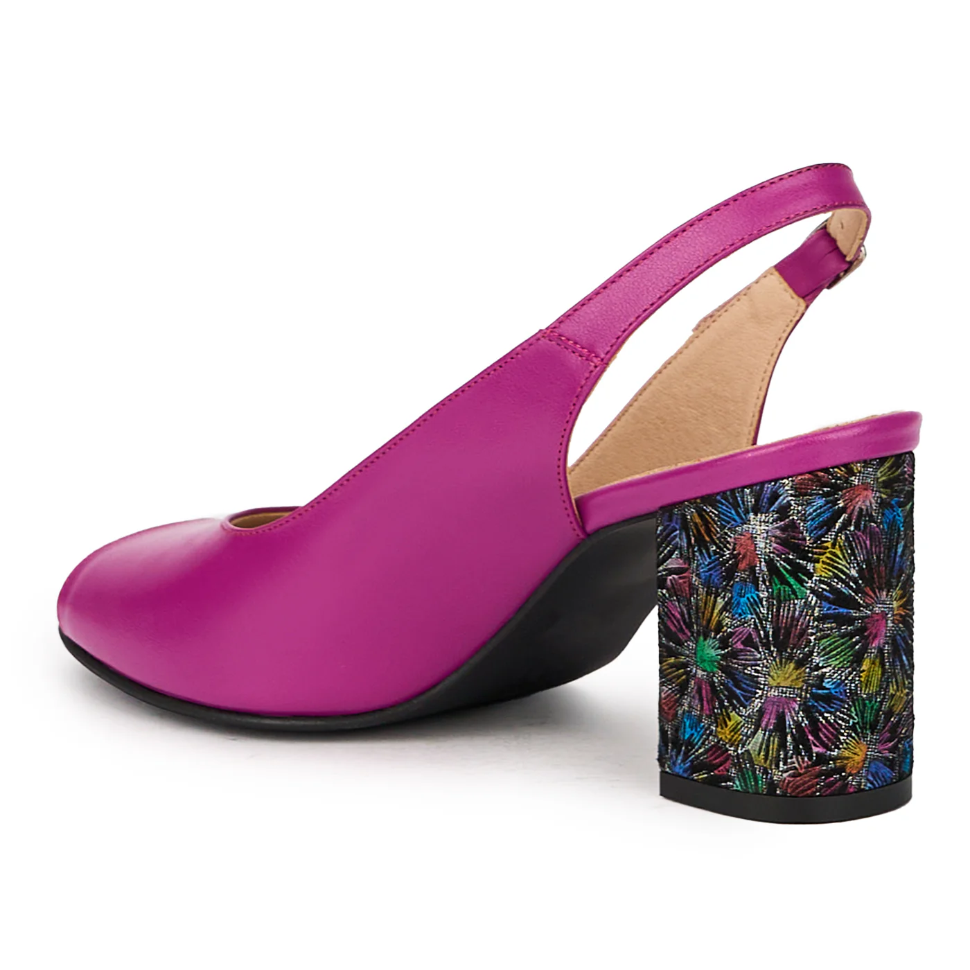 Sandale dama din piele naturala mov cu toc gros 8 cm 15969 - Image 2