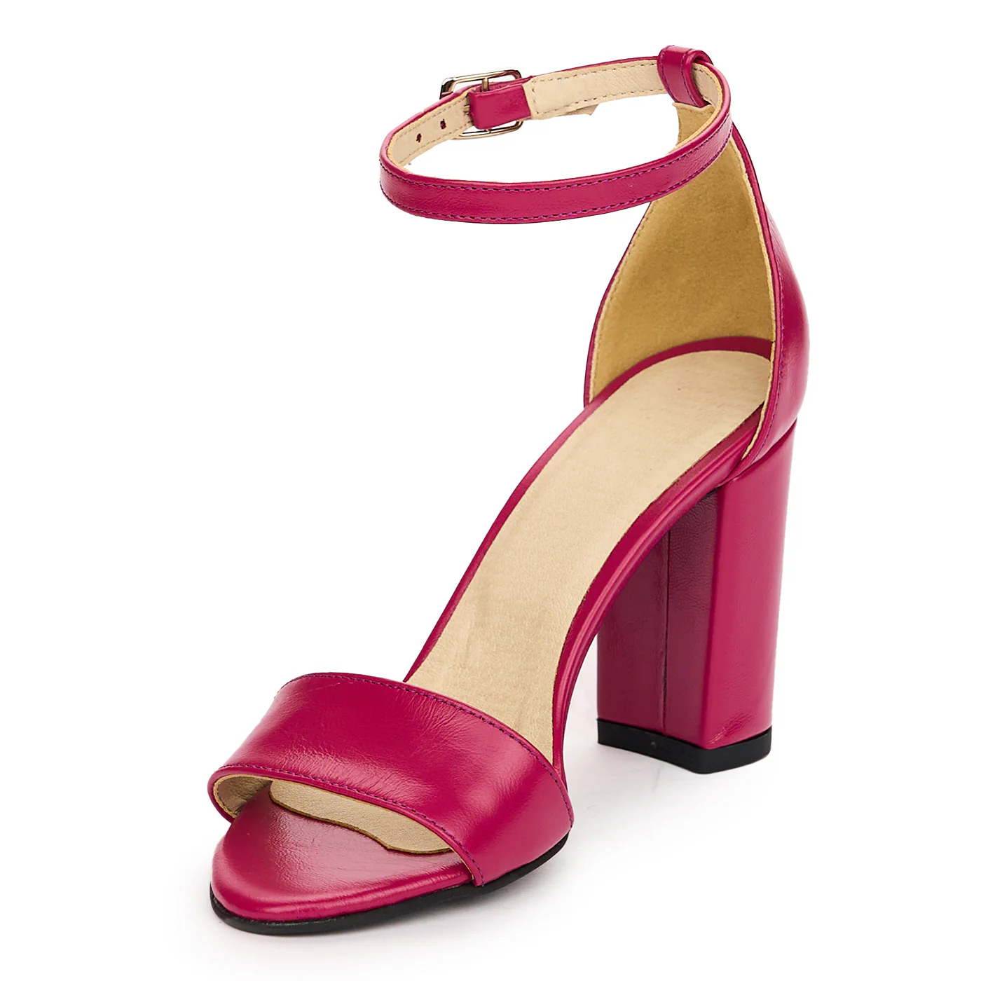 Sandale dama din piele naturala mov cu toc gros 9 cm 13764 - Image 3