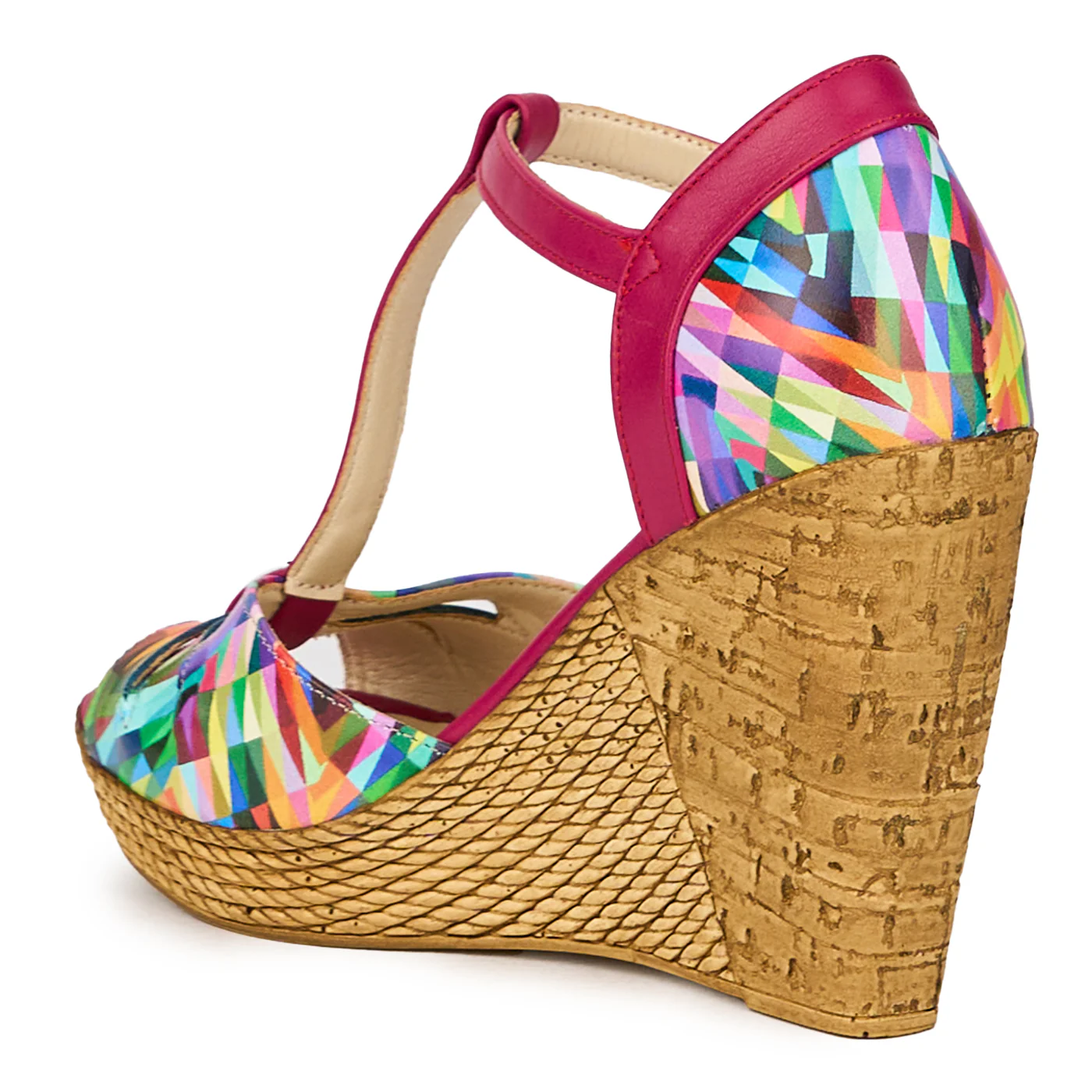 Sandale dama din piele naturala multicolor cu platforma 10.5 cm 15871 - Image 2