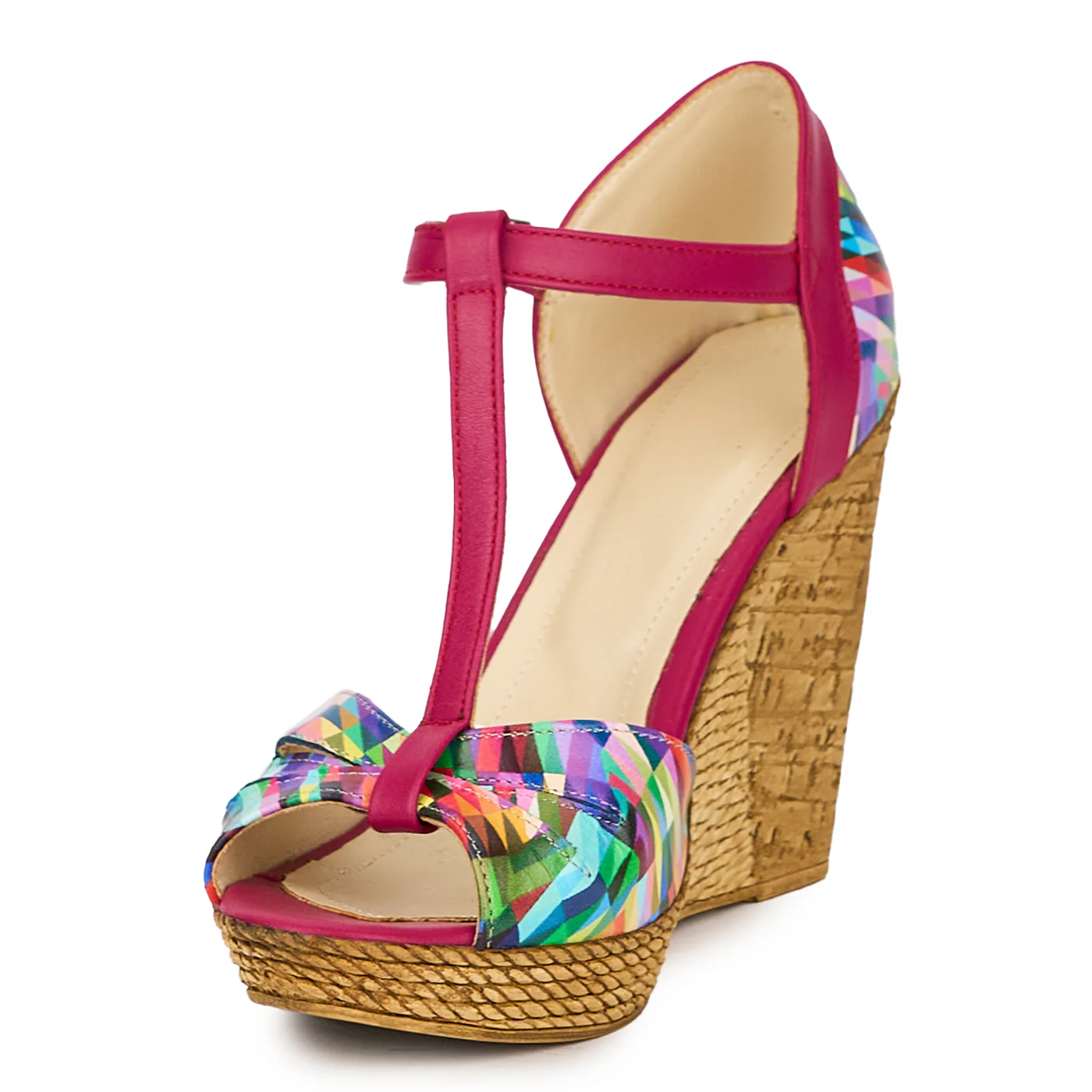 Sandale dama din piele naturala multicolor cu platforma 10.5 cm 15871 - Image 3
