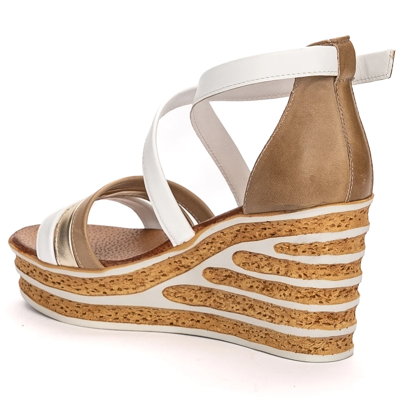 Sandale dama din piele naturala multicolor cu platforma 13477 - Image 2
