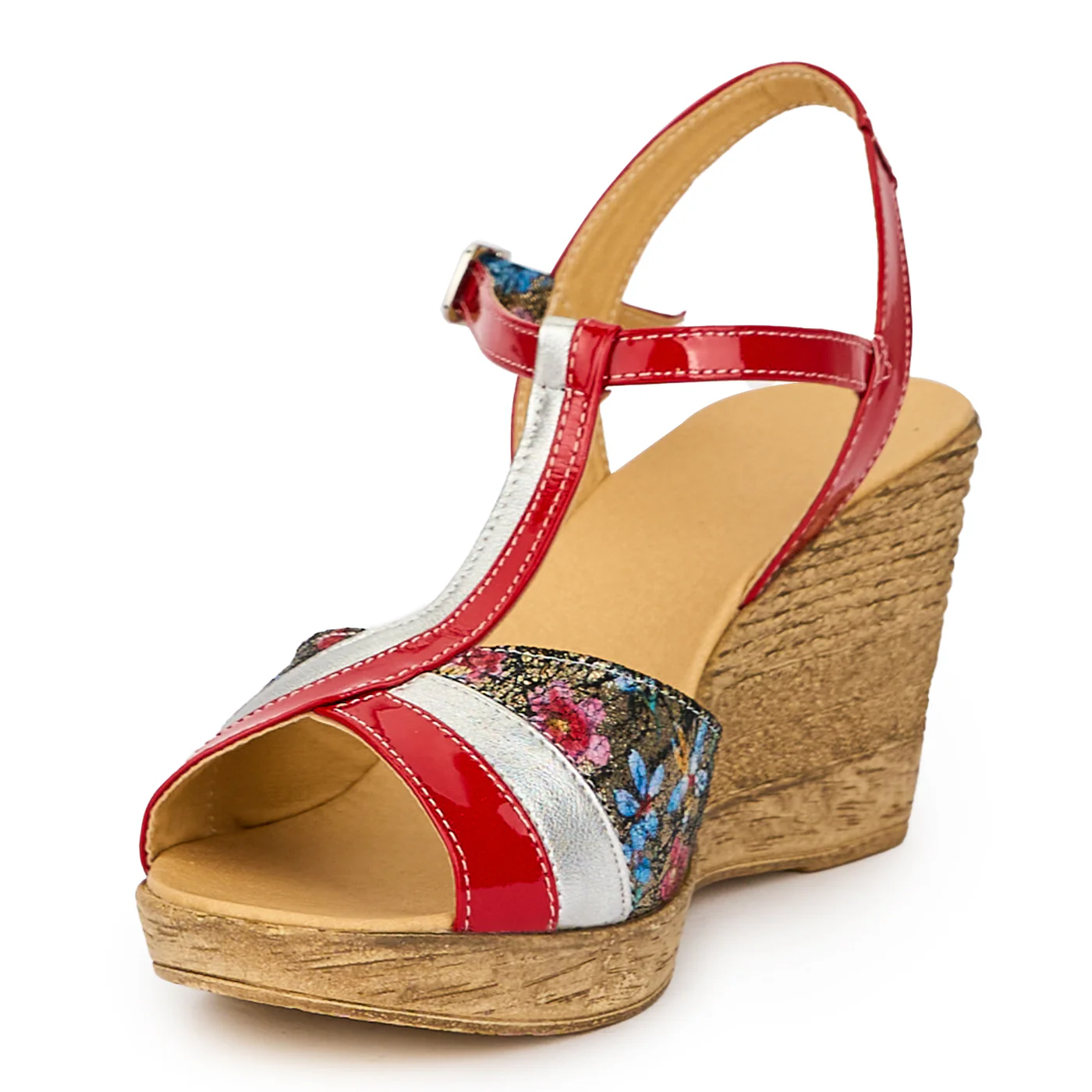 Sandale dama din piele naturala multicolor cu platforma 8 cm 15301 - Image 3