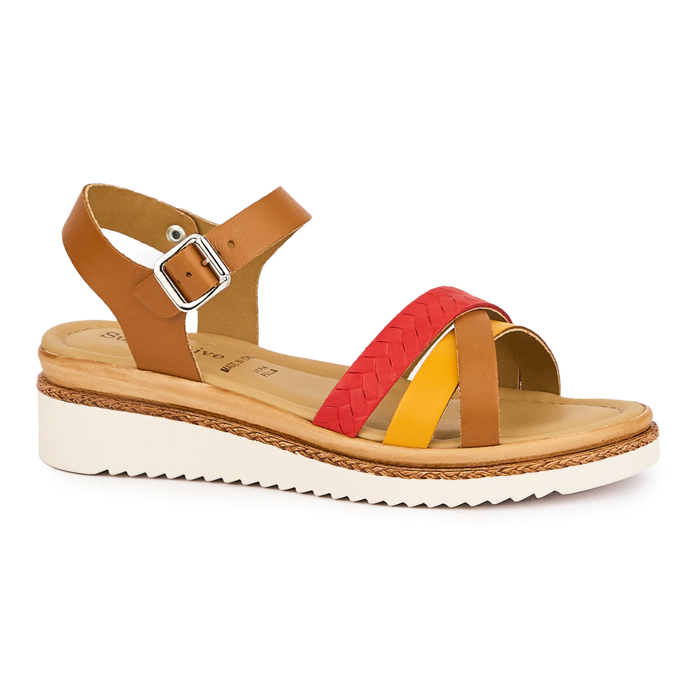 Sandale dama din piele naturala multicolor cu platforma 16143
