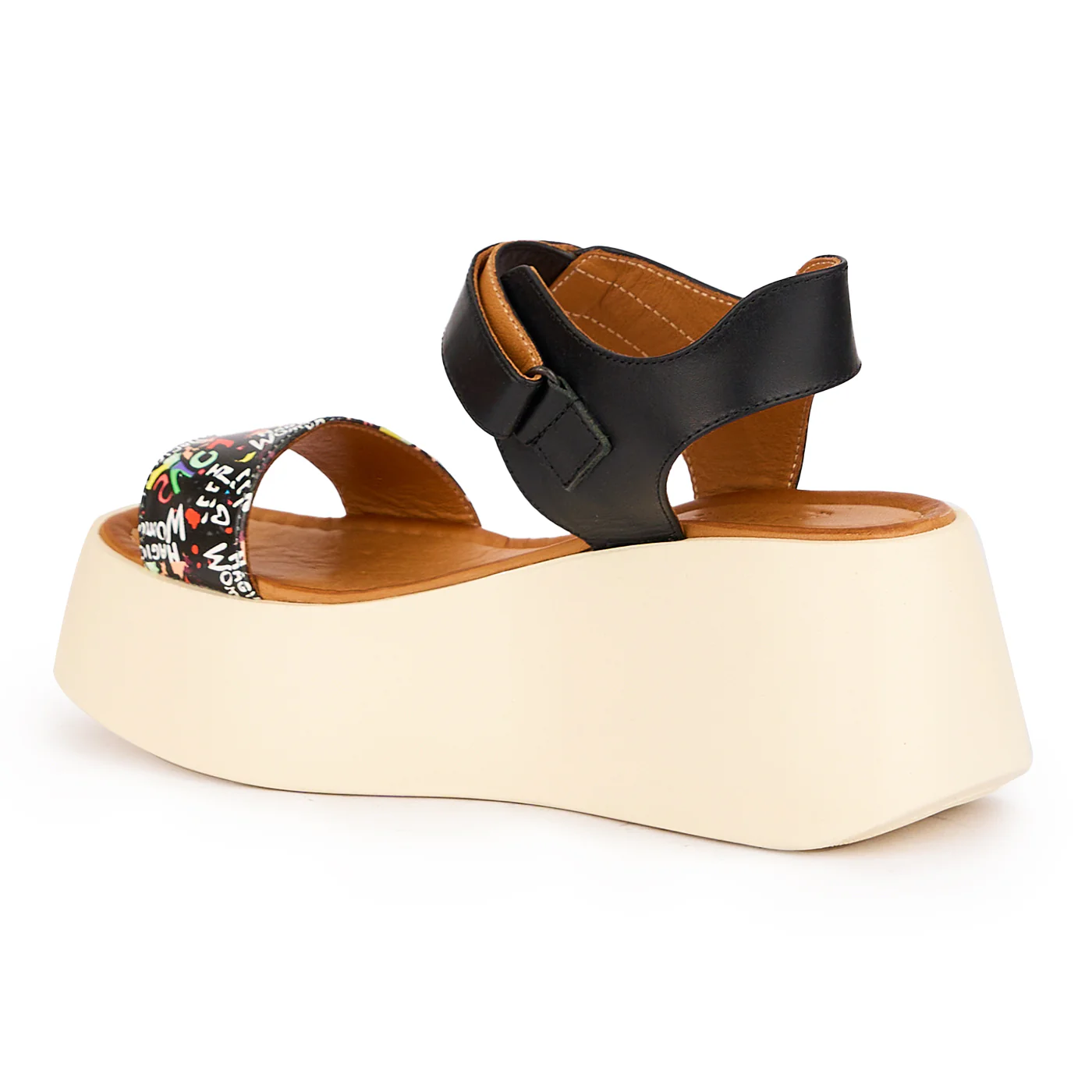 Sandale dama din piele naturala multicolor cu talpa inalta 7.5 cm 16326 - Image 3