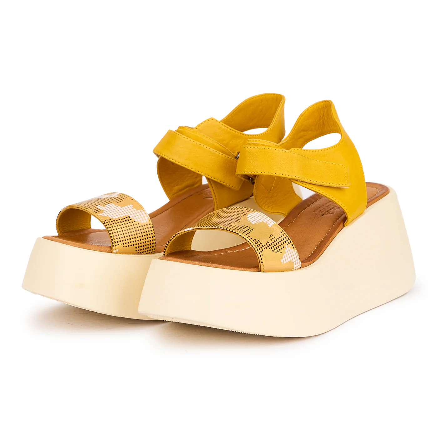 Sandale dama din piele naturala multicolor cu talpa inalta 7.5 cm 16329 - Image 3