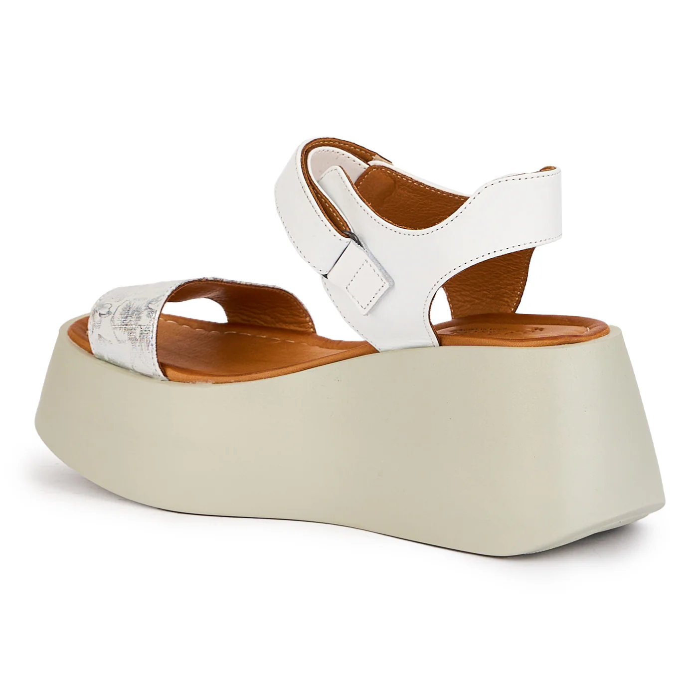 Sandale dama din piele naturala multicolor cu talpa inalta 7.5 cm 16330 - Image 2