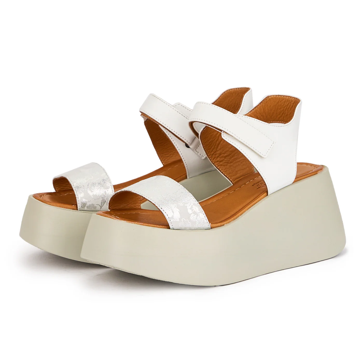 Sandale dama din piele naturala multicolor cu talpa inalta 7.5 cm 16330 - Image 3