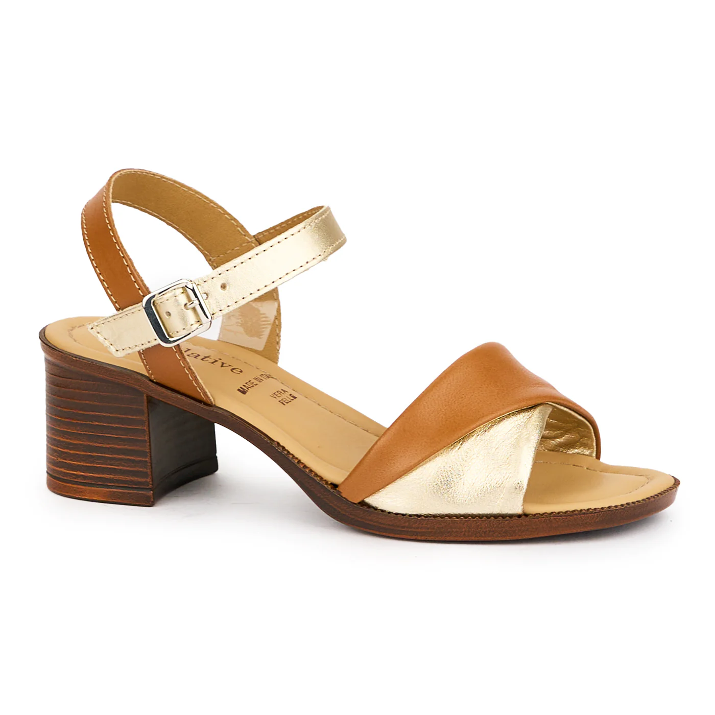 Sandale dama din piele naturala multicolor cu toc gros 5.5 cm 16140
