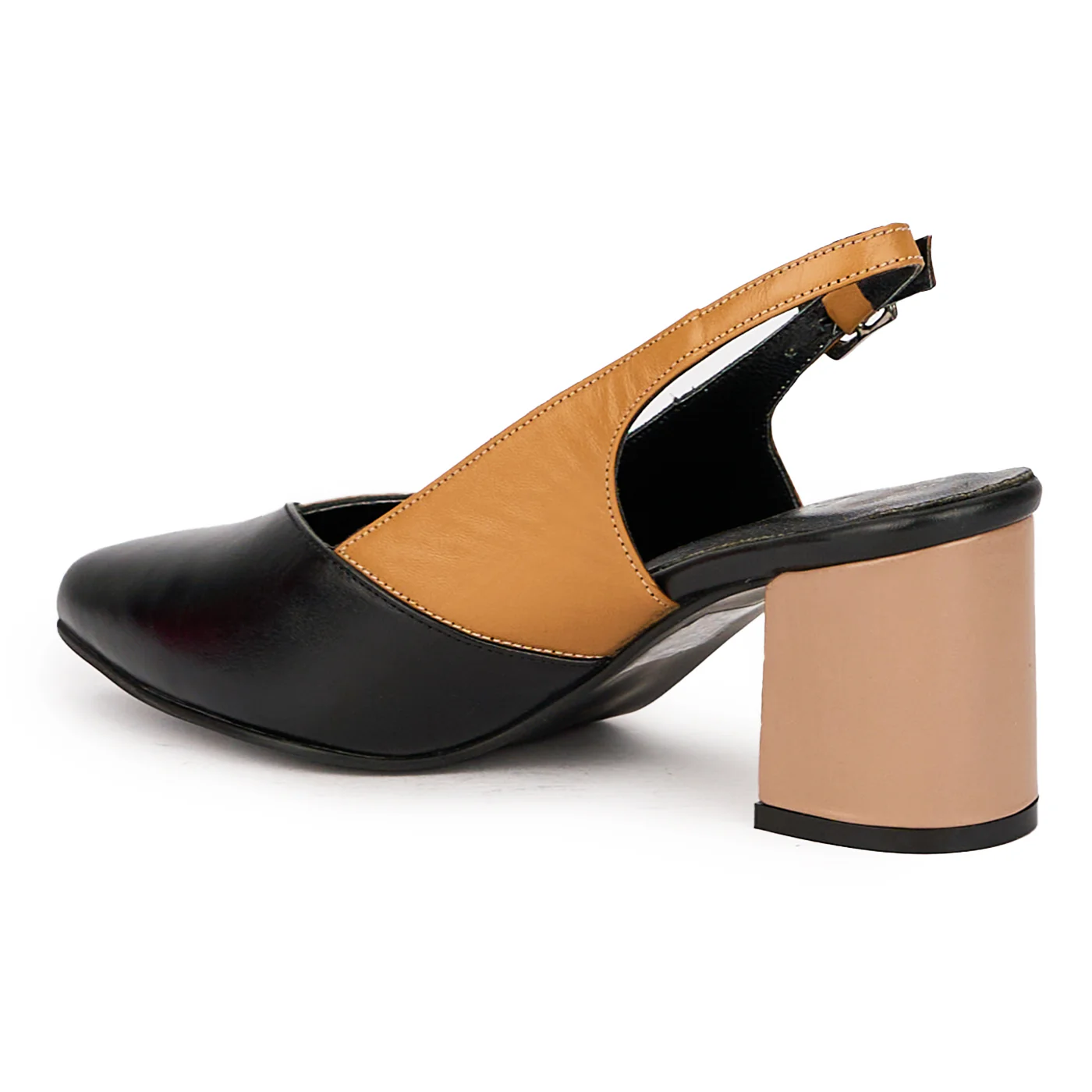 Sandale dama din piele naturala multicolor cu toc gros 6.5 cm 15888 - Image 2