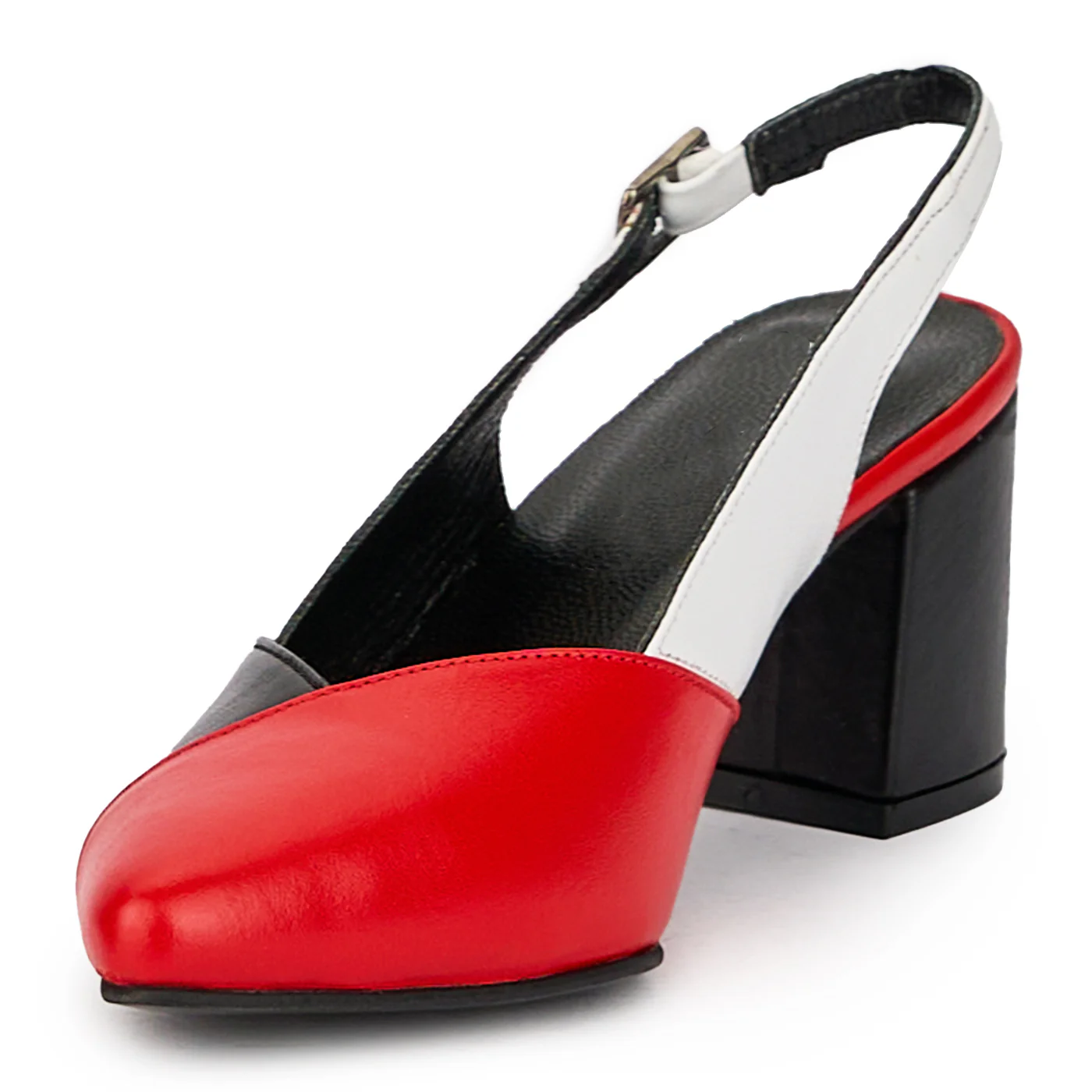 Sandale dama din piele naturala multicolor cu toc gros 6.5 cm 15898 - Image 3