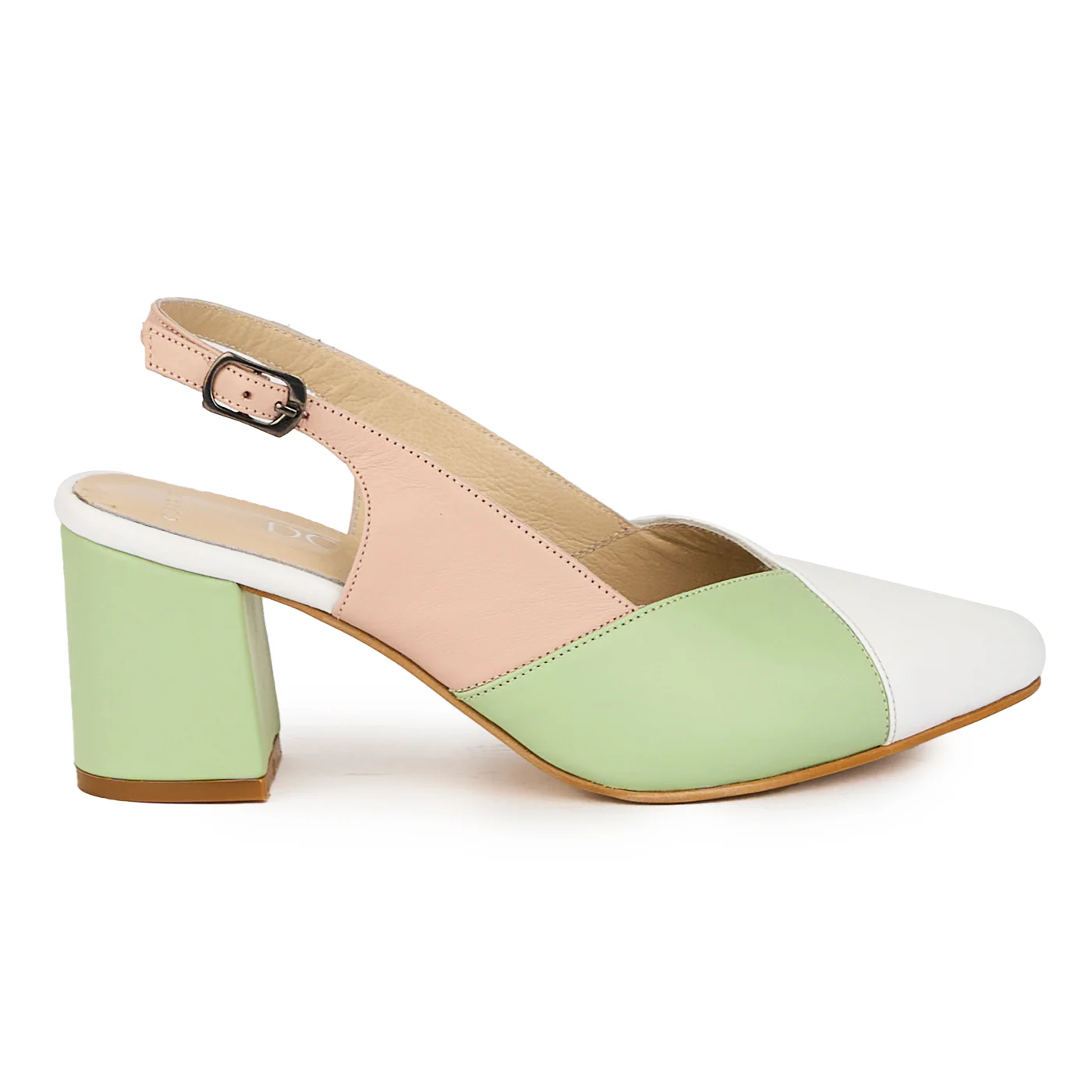 Sandale dama din piele naturala multicolor cu toc gros 6.5 cm 15902