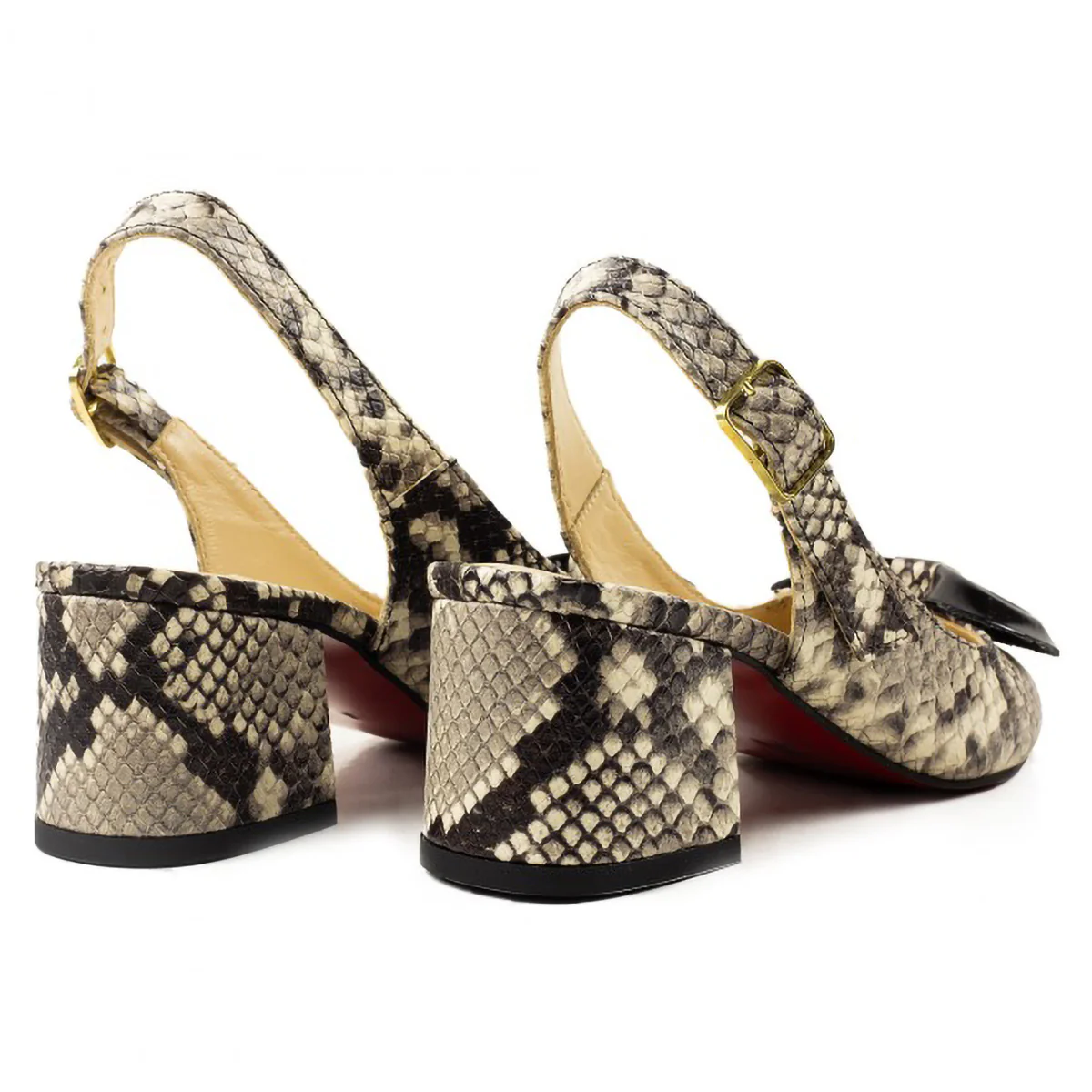 Sandale dama din piele naturala multicolor cu toc gros 6 cm 15813 - Image 2