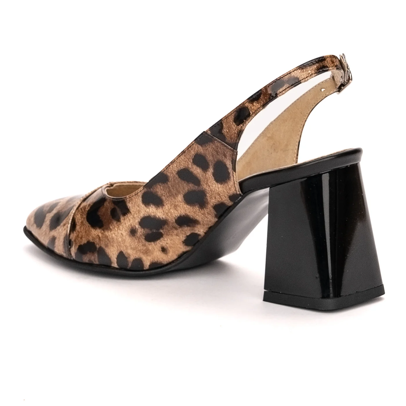 Sandale dama din piele naturala multicolor cu toc gros 7.5 cm 13443 - Image 2