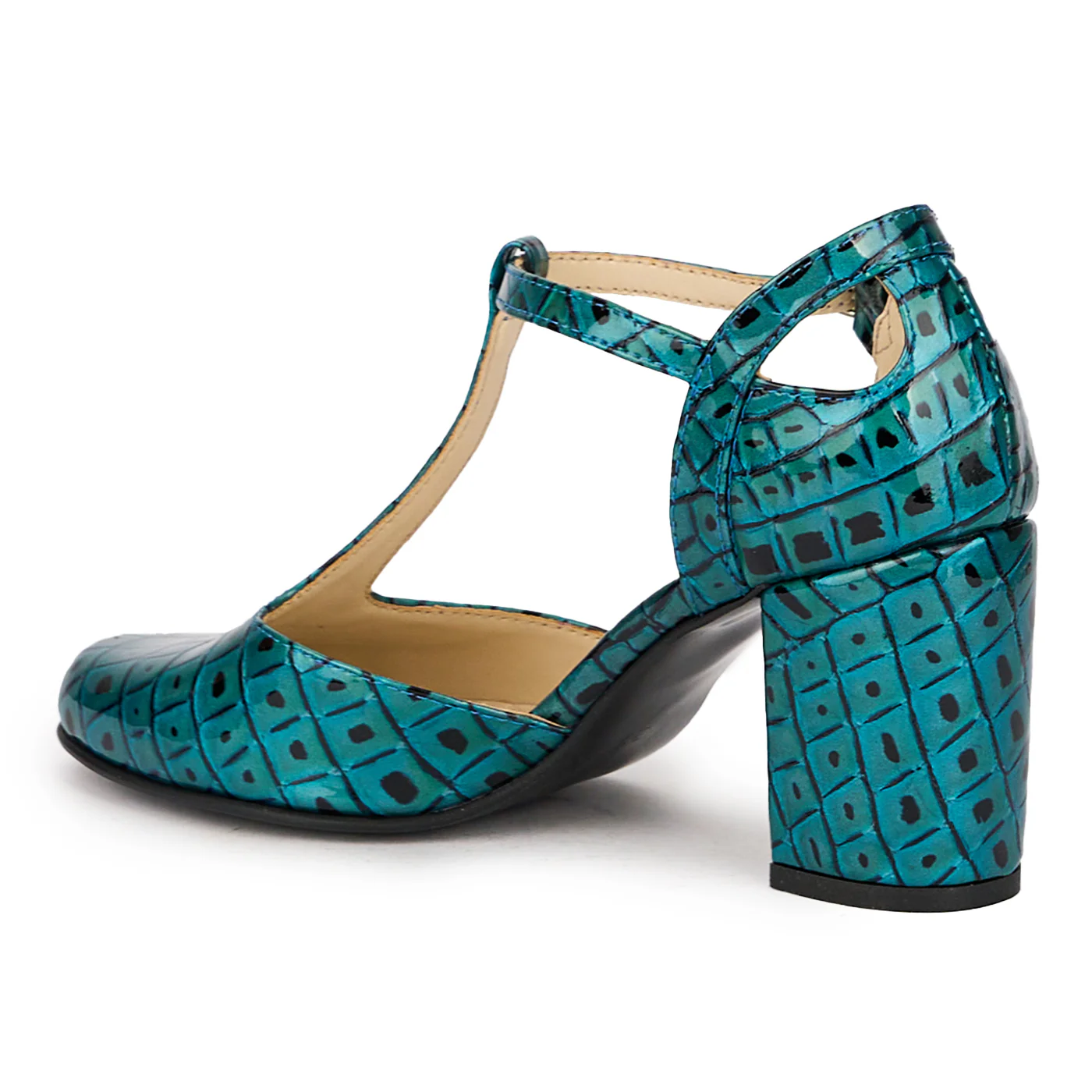 Sandale dama din piele naturala multicolor cu toc gros 7.5 cm 16066 - Image 2