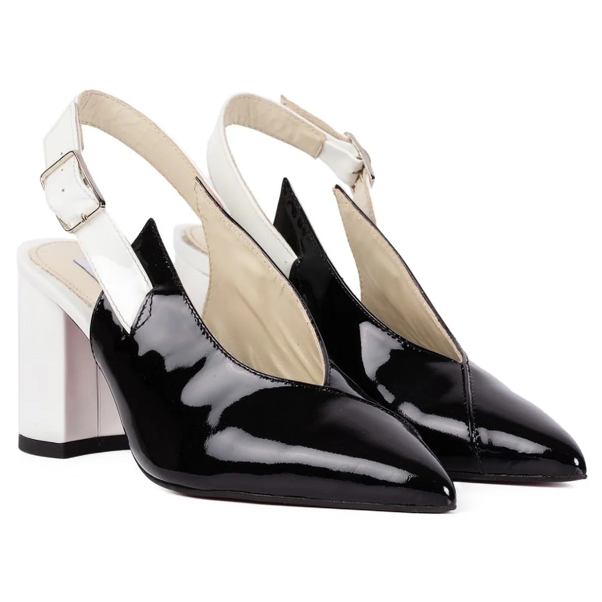 Sandale dama din piele naturala multicolor cu toc gros 8.5 cm 15801 - Image 3