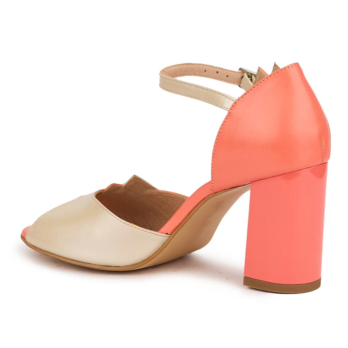 Sandale dama din piele naturala multicolor cu toc gros 8 cm 16451 - Image 2