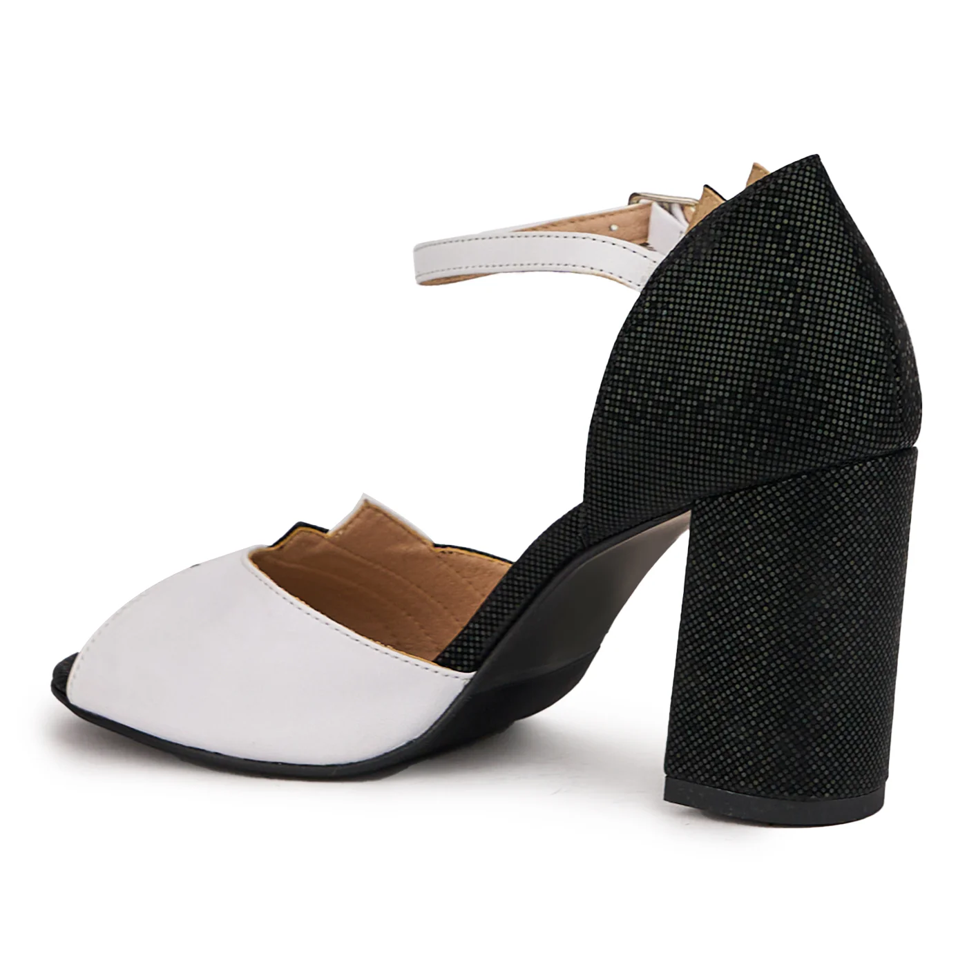 Sandale dama din piele naturala multicolor cu toc gros 8 cm 16452 - Image 2