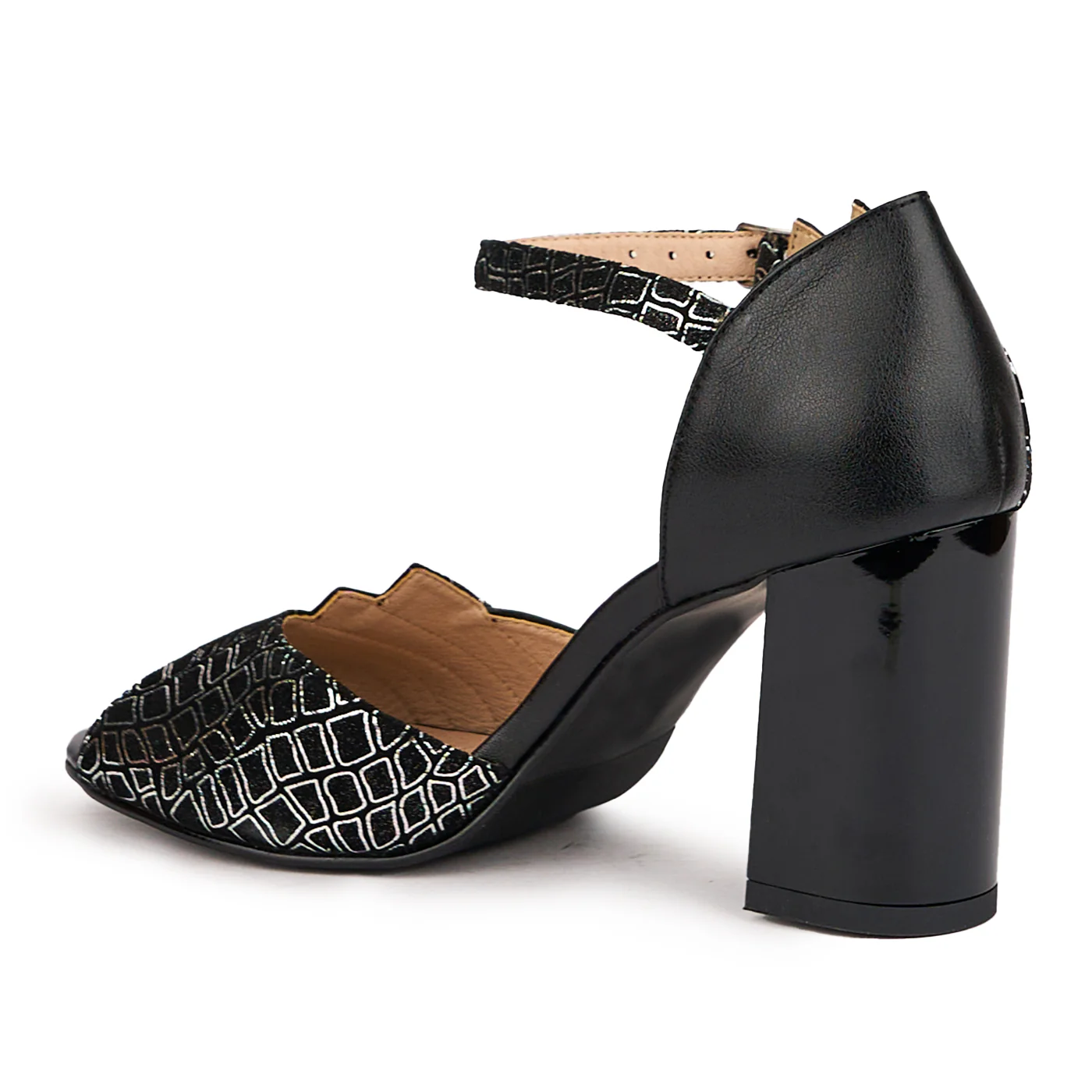 Sandale dama din piele naturala multicolor cu toc gros 8 cm 16453 - Image 2