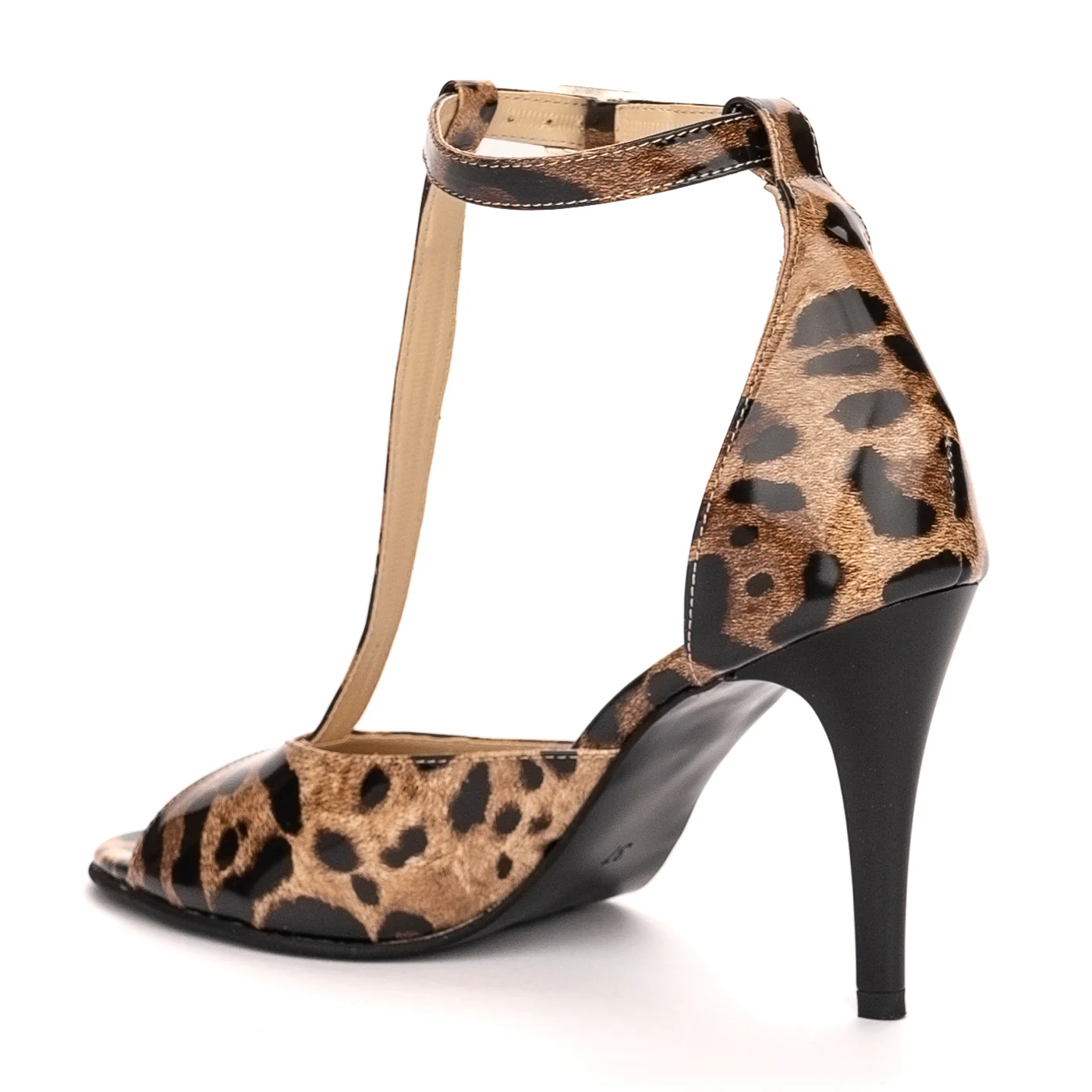 Sandale dama din piele naturala multicolor cu toc subtire 13409 - Image 2