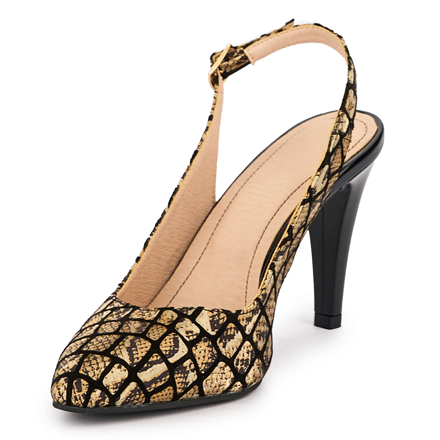Sandale dama din piele naturala multicolor cu toc subtire 9 cm 16980 - Image 3