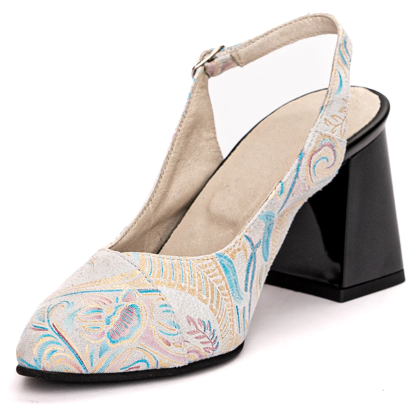Sandale dama din piele naturala multicolor model floral 13640 - Image 3