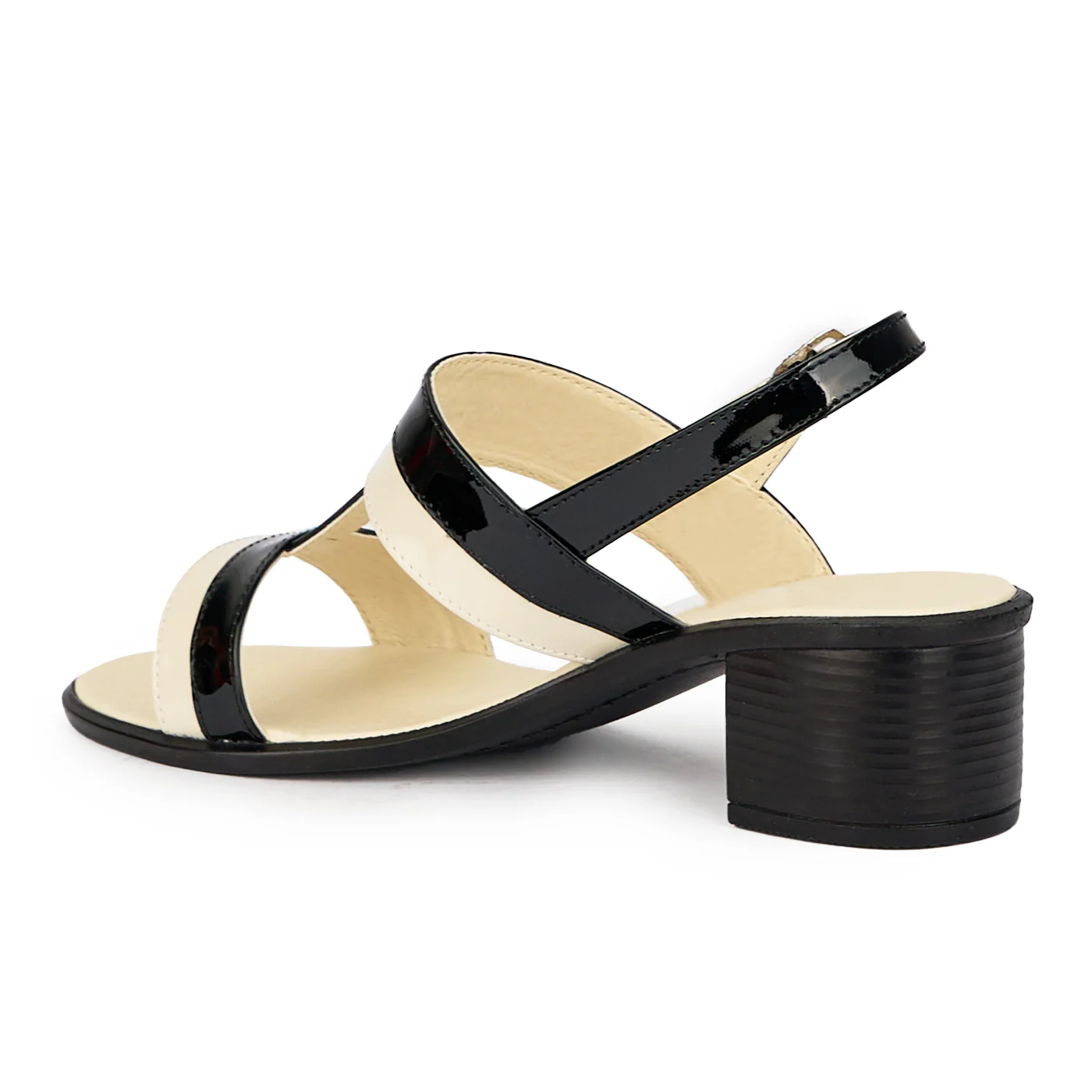 Sandale dama din piele naturala multicolor negru-bej 15472 - Image 2
