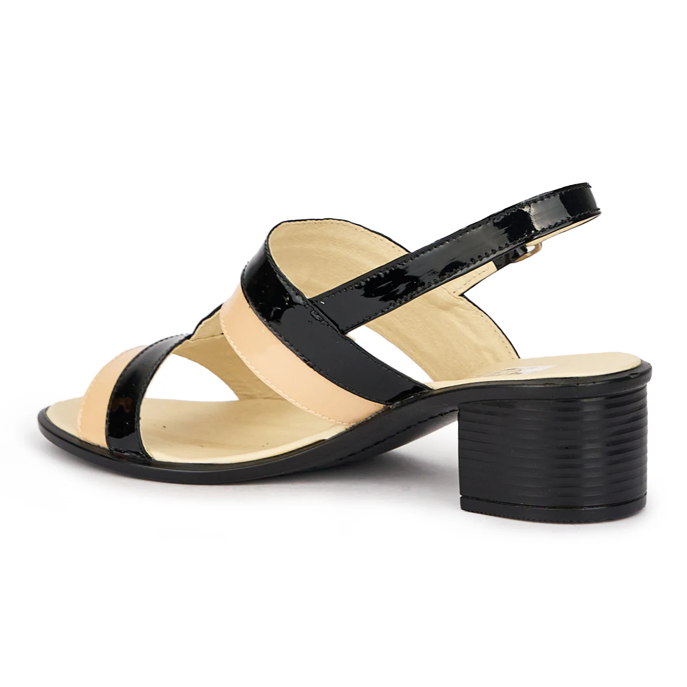 Sandale dama din piele naturala multicolor negru-bej 15478 - Image 2