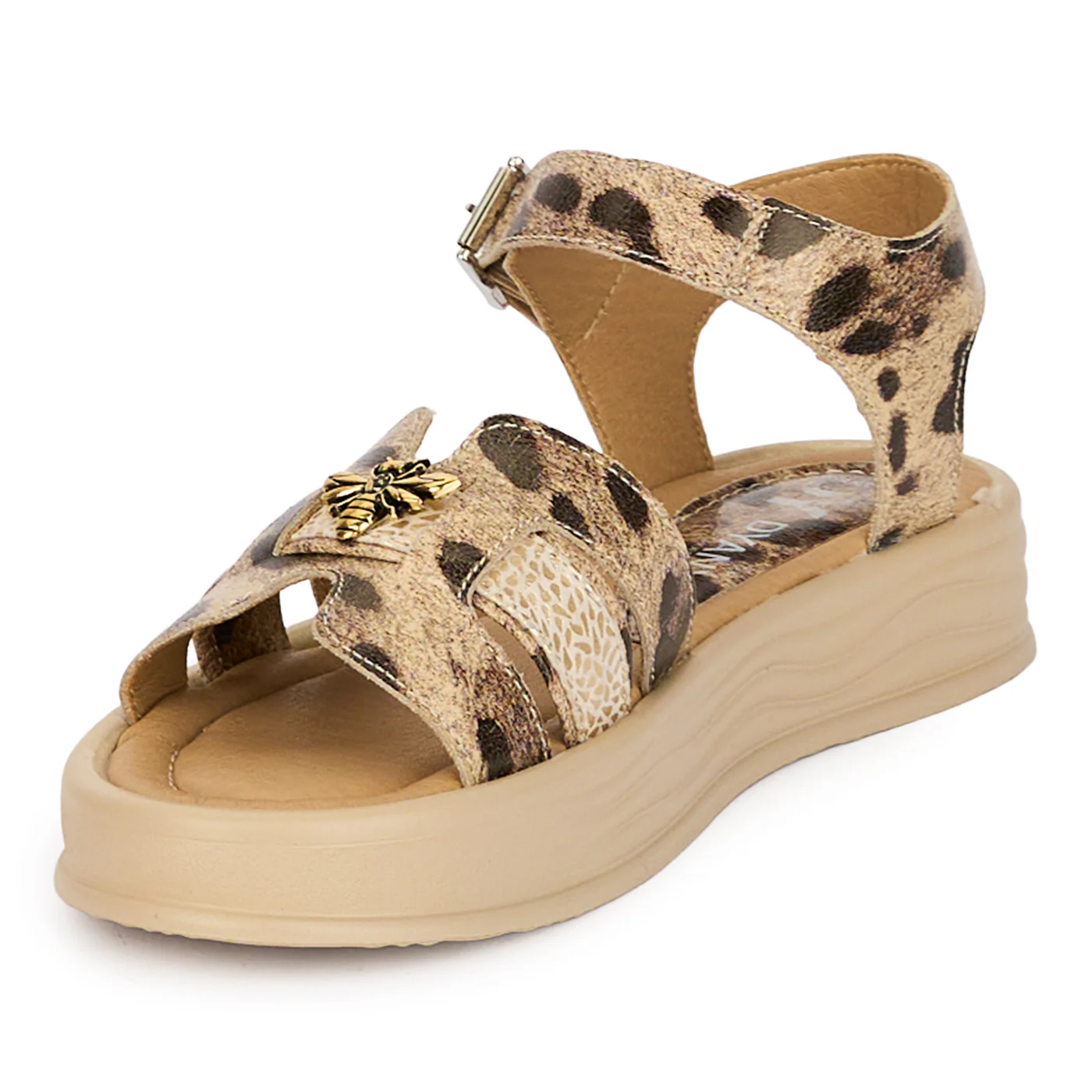 Sandale dama din piele naturala multicolora cu accesoriu 18368 - Image 3
