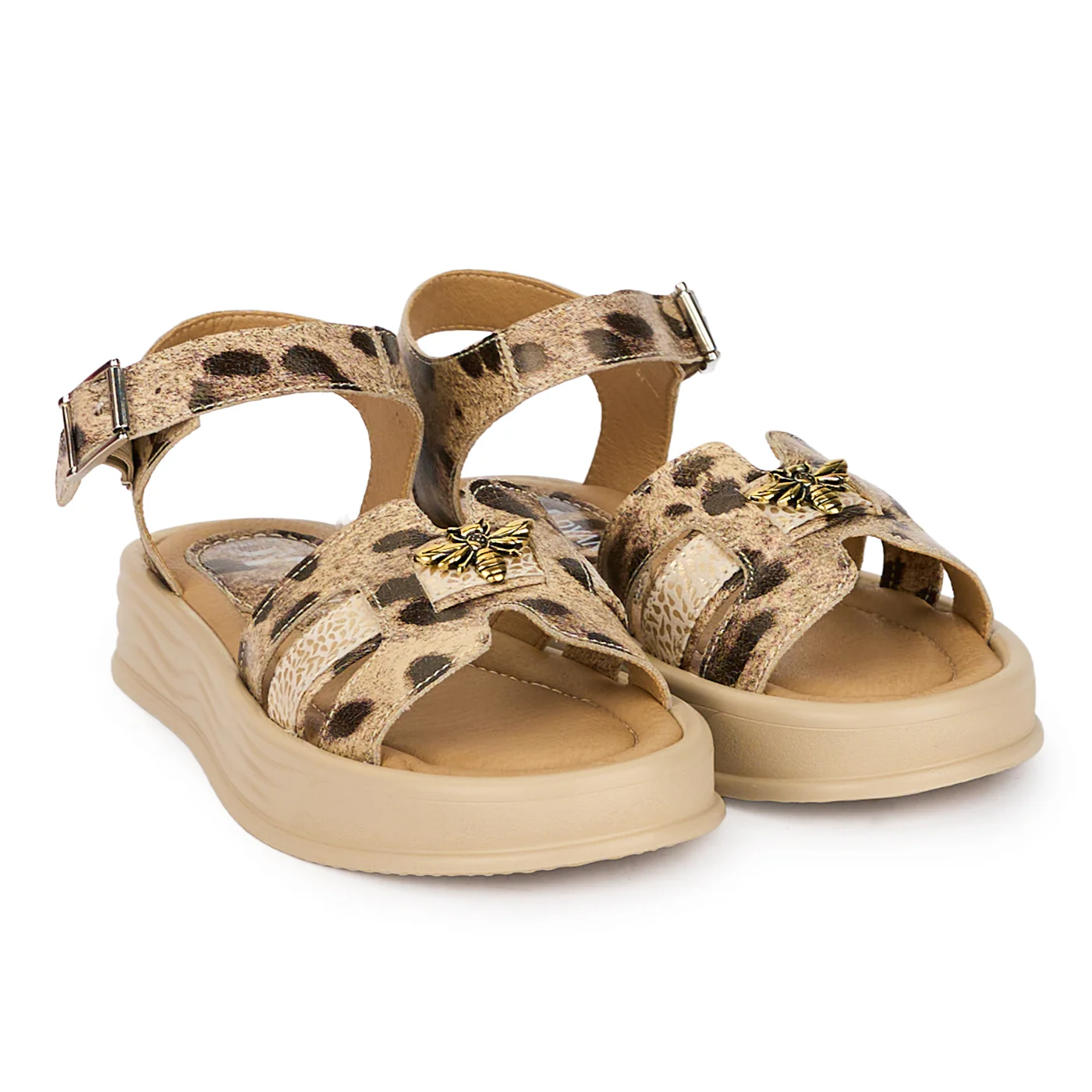 Sandale dama din piele naturala multicolora cu accesoriu 18368 - Image 4