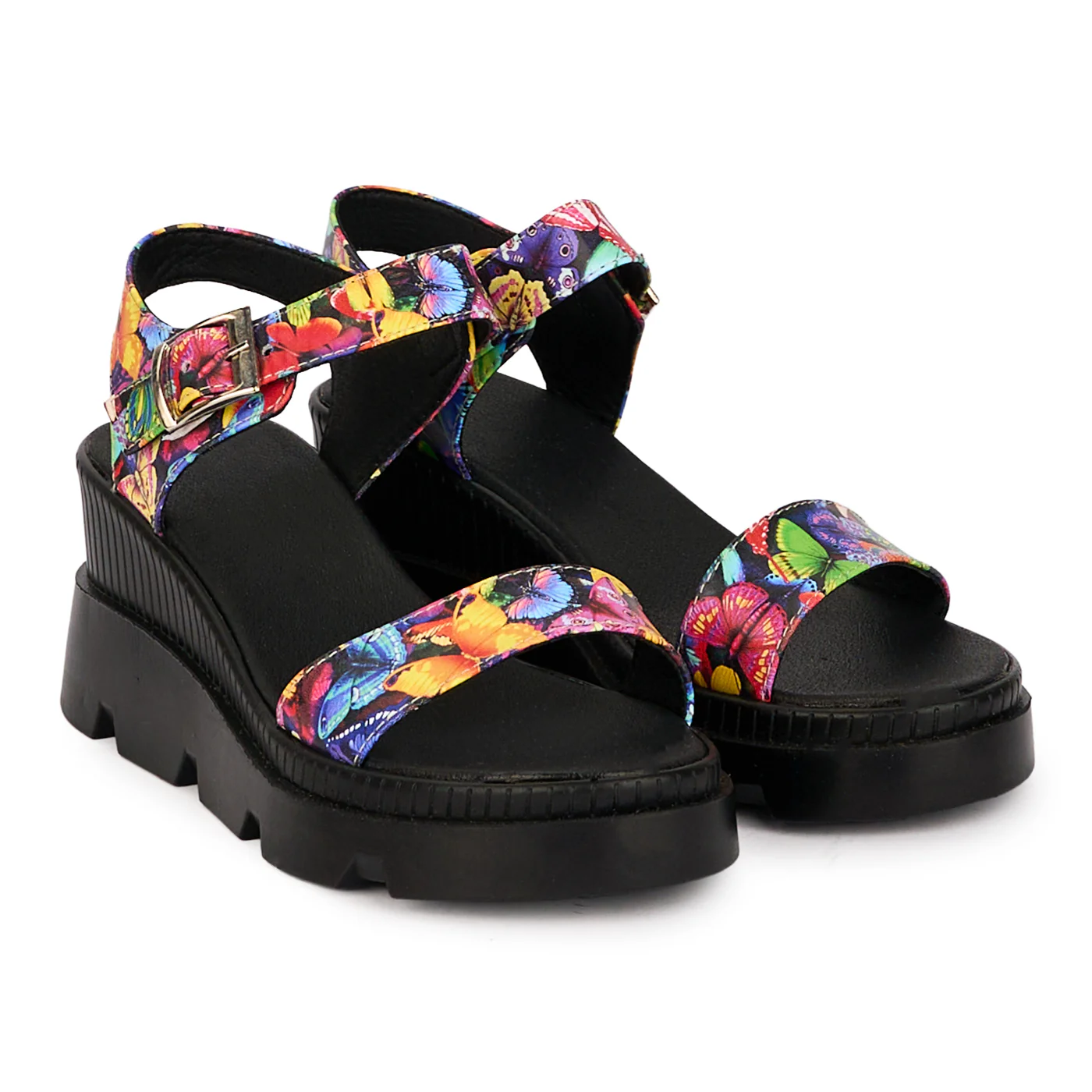 Sandale dama din piele naturala multicolora cu platforma 7 cm 18516 - Image 3