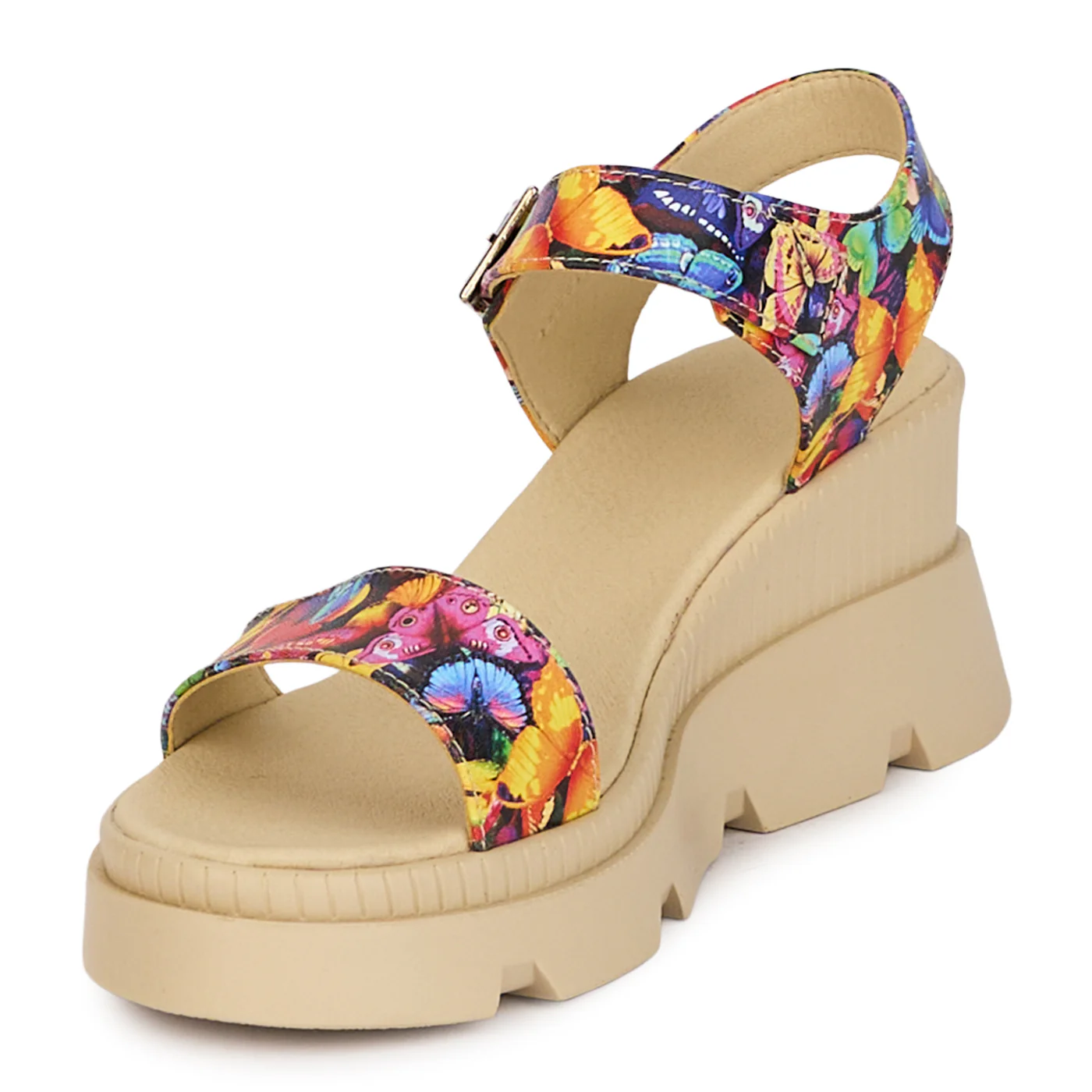 Sandale dama din piele naturala multicolora cu platforma 7 cm 18526 - Image 3