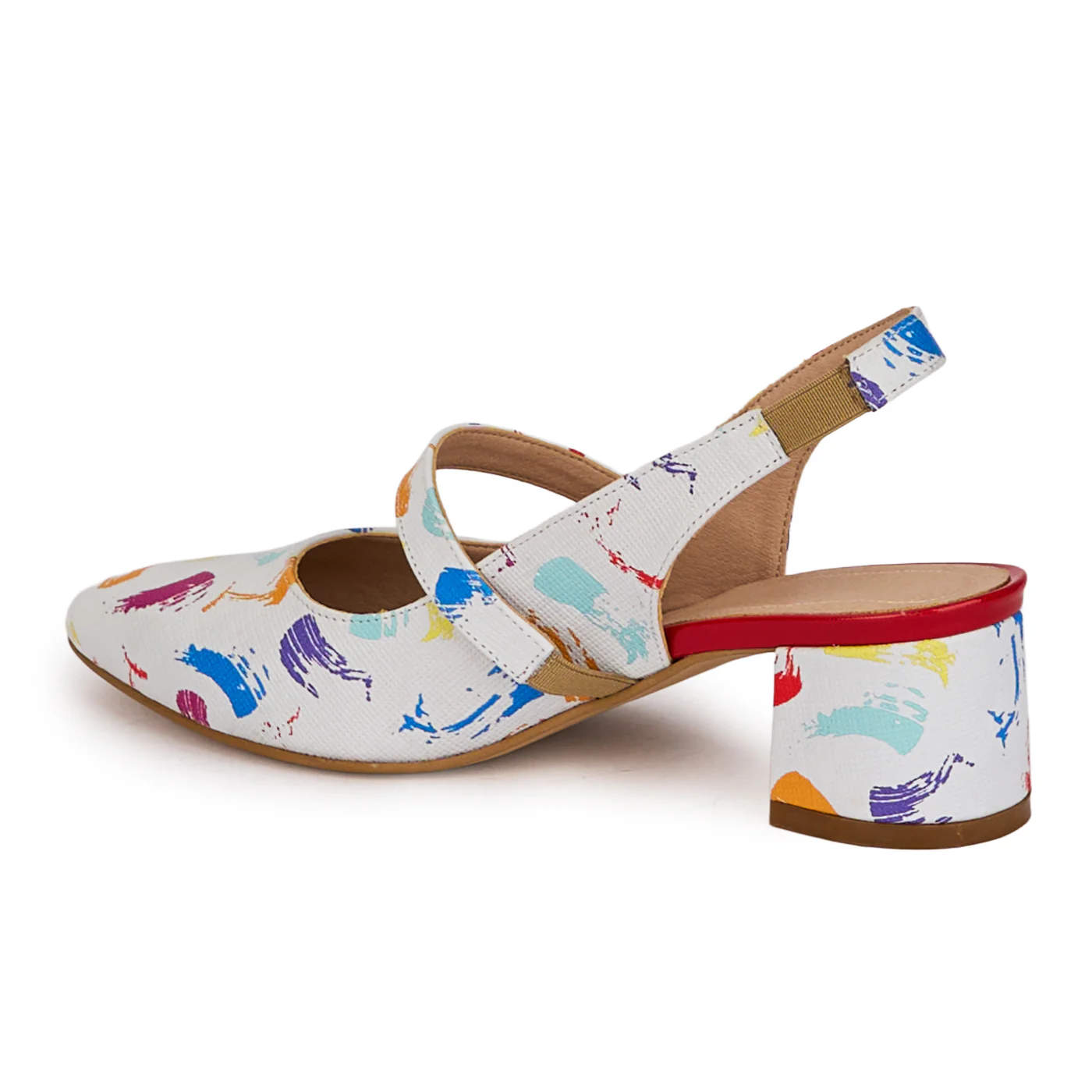 Sandale dama din piele naturala multicolora cu toc gros 4.5 cm 18642 - Image 2